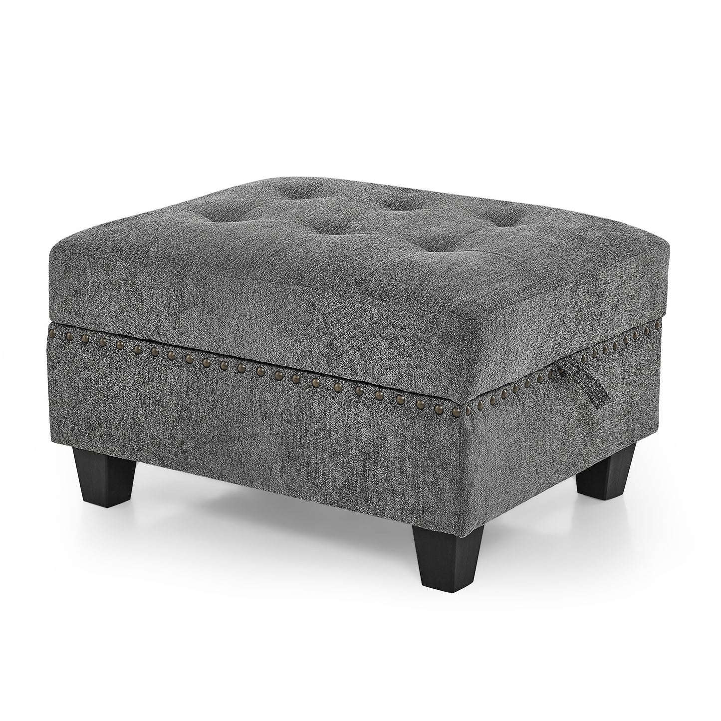 L-Shape Modular Sectional Sofa Couch Reversible Combination Ottoman- Grey_0