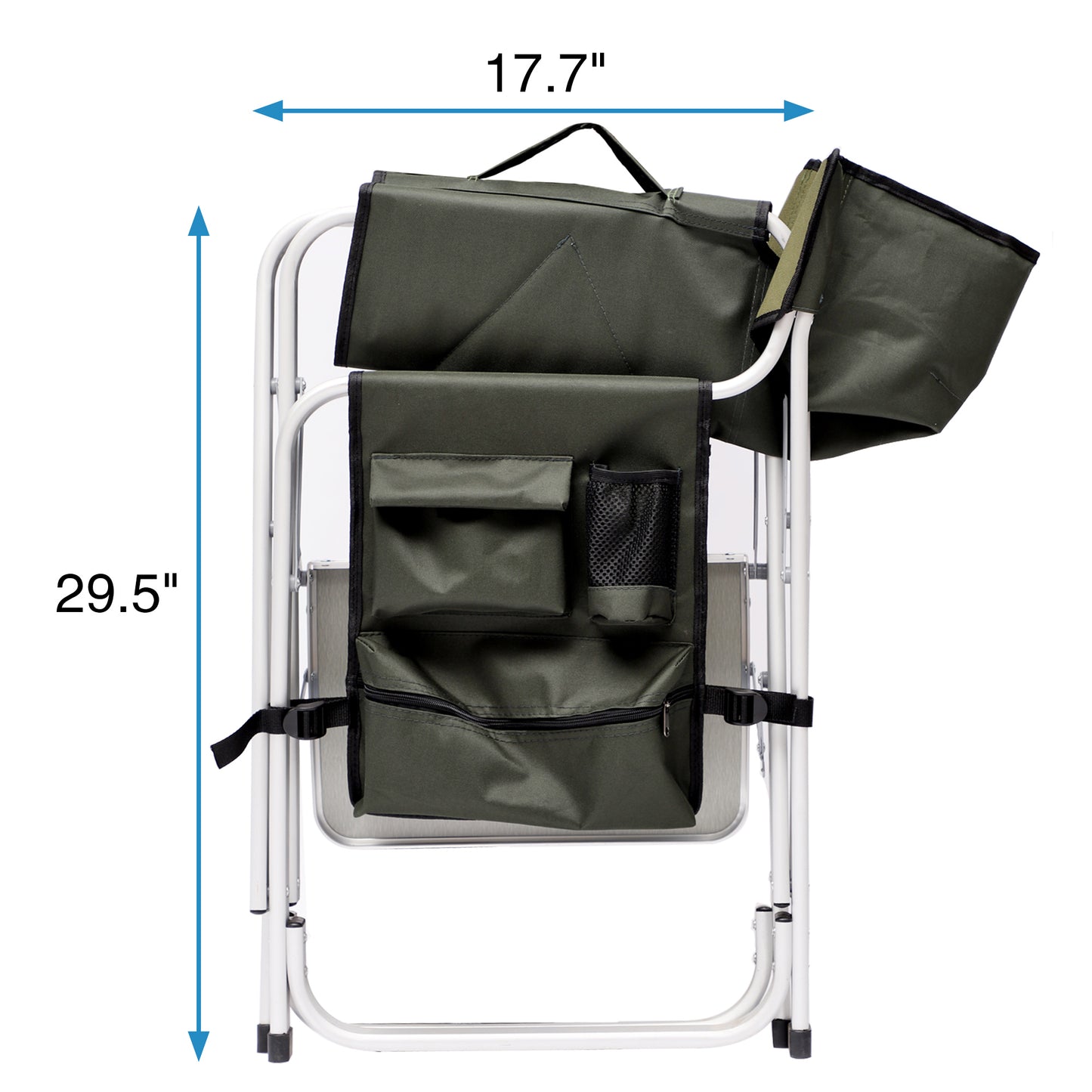 2pcs Padded Folding Outdoor Chair with Pockets Oversized Directors Chair- Green_10