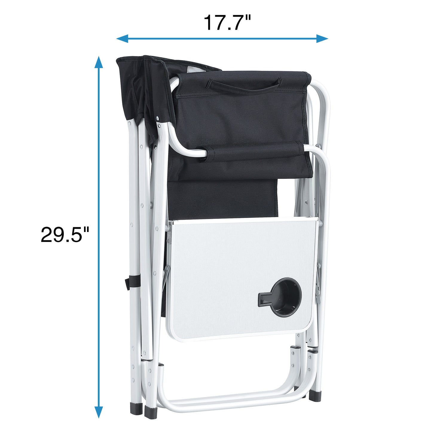 2pcs Padded Folding Outdoor Chair with Pockets Oversized Directors Chair- Black+Grey_5