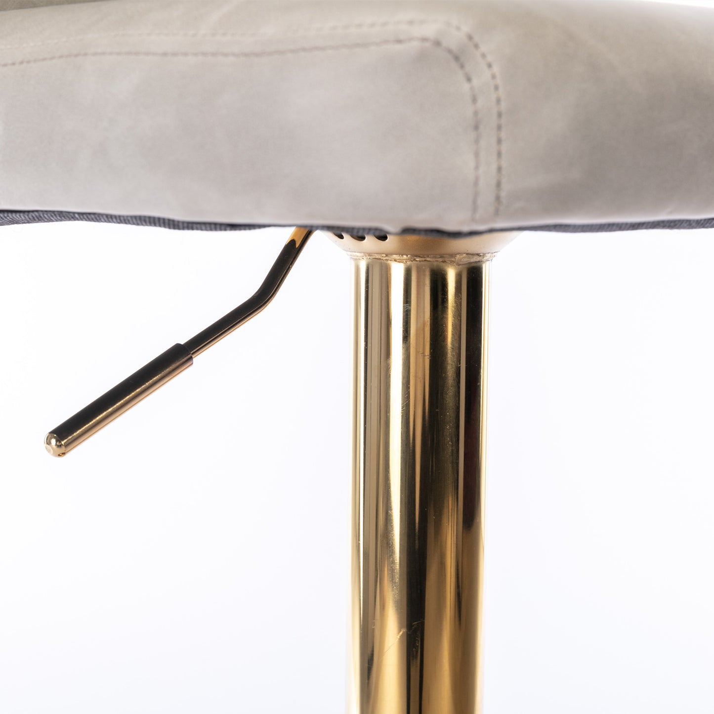 Set of 2 Gold Details Upholstered Whole Back Tufted PU Armless Bar Stools- Beige_10