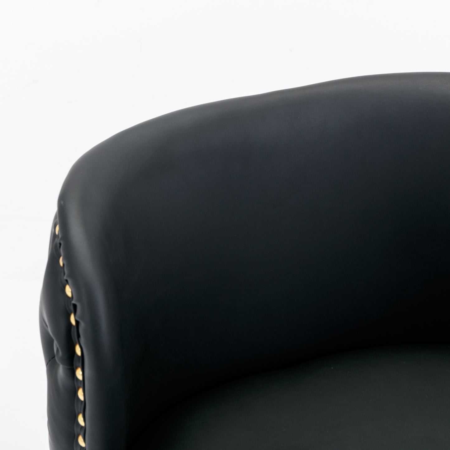 Set of 2 Gold Details Upholstered Whole Back Tufted PU Armless Bar Stools- Black_8
