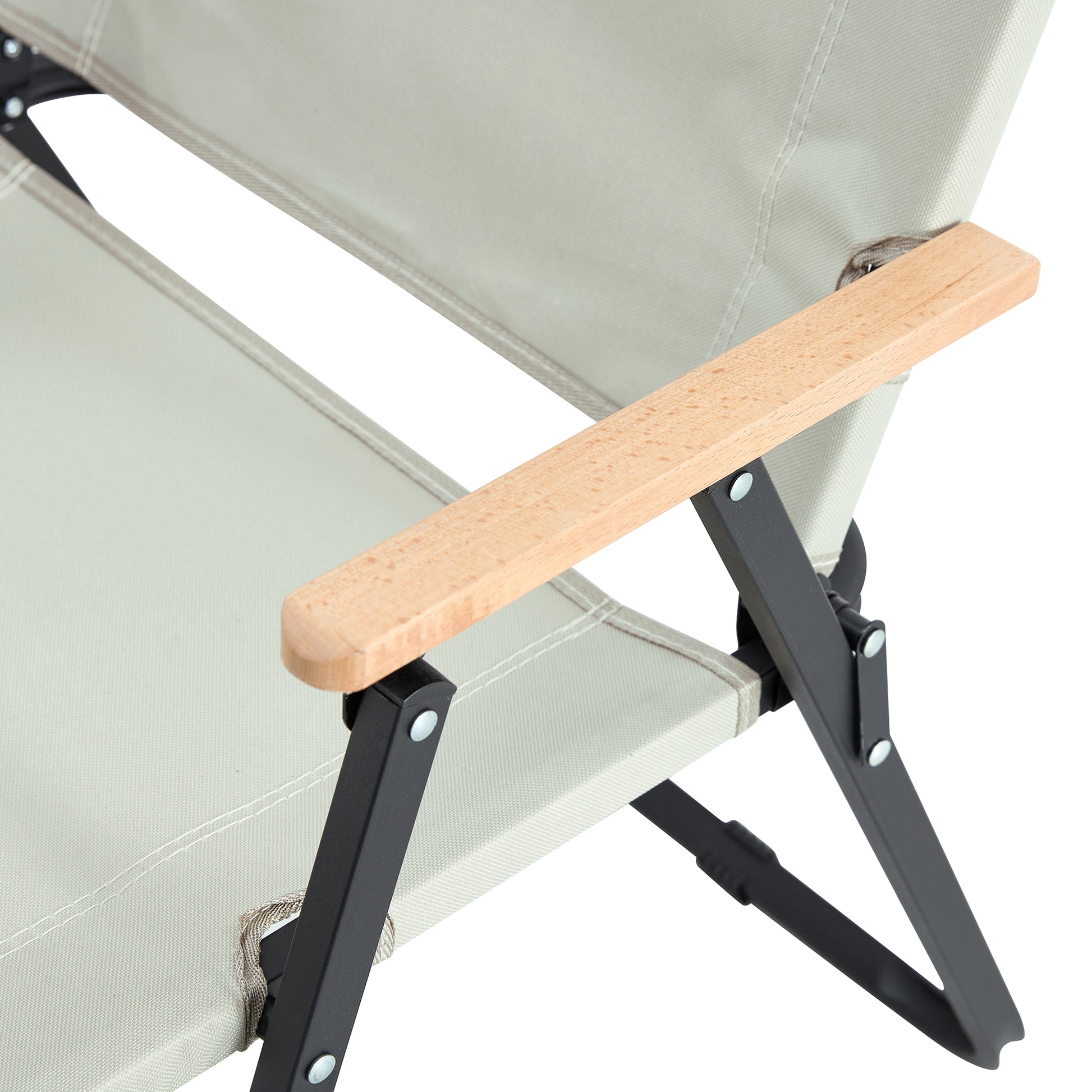 Set of 3 Outdoor Roll up Table and Folding Chair Set Portable Camping Set- Brown+Beige_19