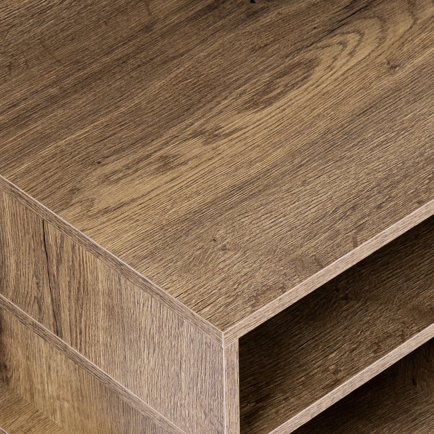 Geometry Office Computer Desk with 2 Drawers & V-Shaped Iron Legs- Brown_8