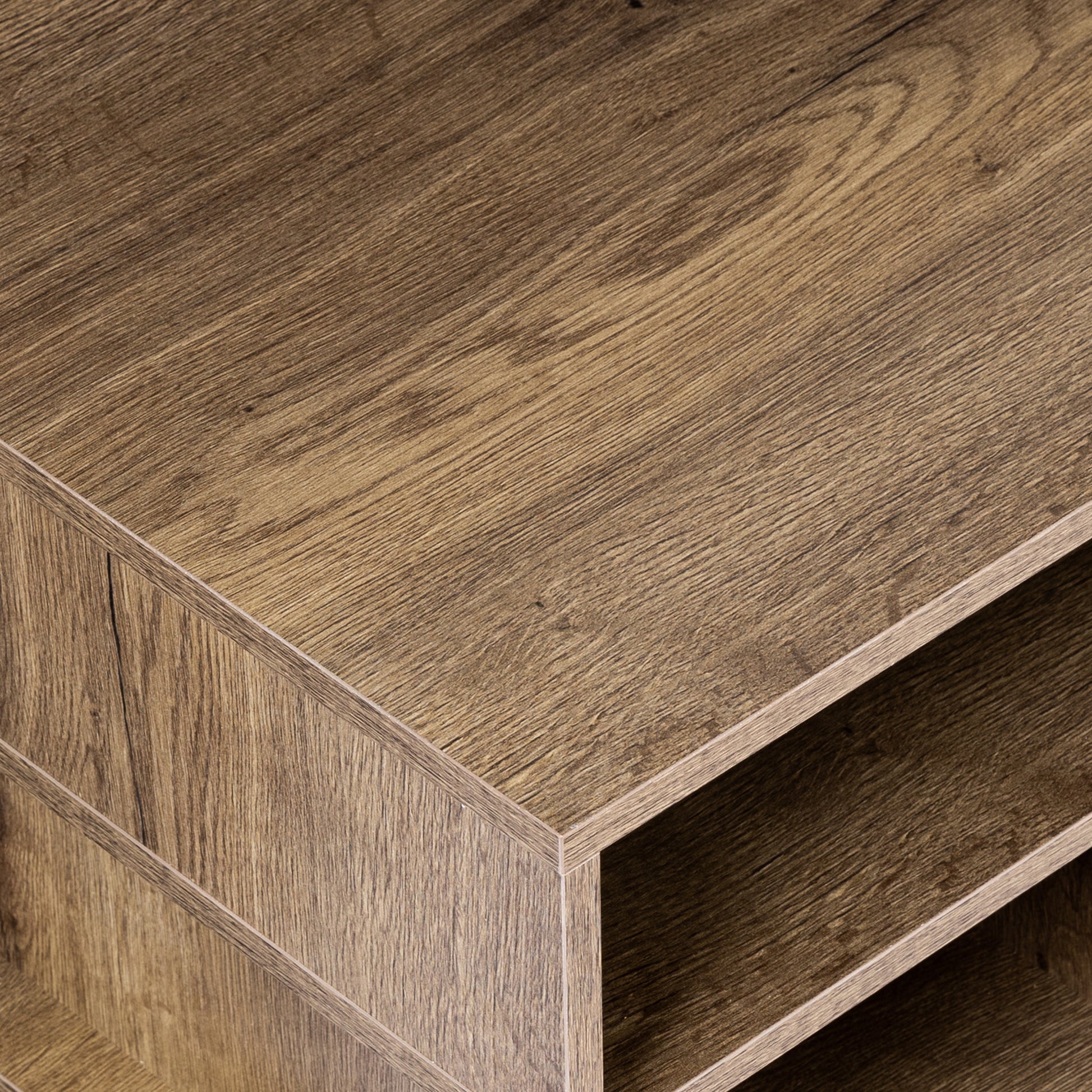 Geometry Office Computer Desk with 2 Drawers & V-Shaped Iron Legs- Brown_8