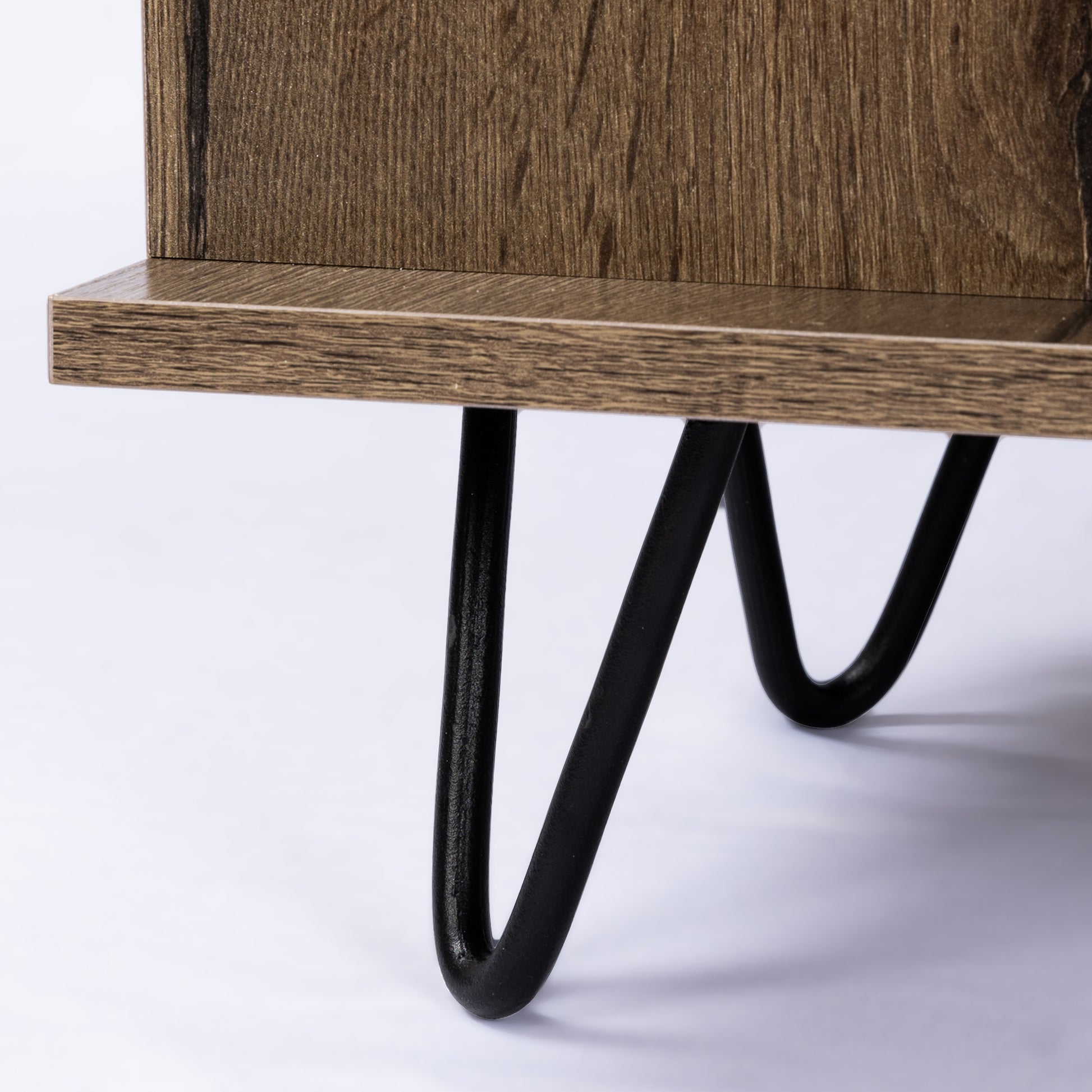 Geometry Office Computer Desk with 2 Drawers & V-Shaped Iron Legs- Brown_10