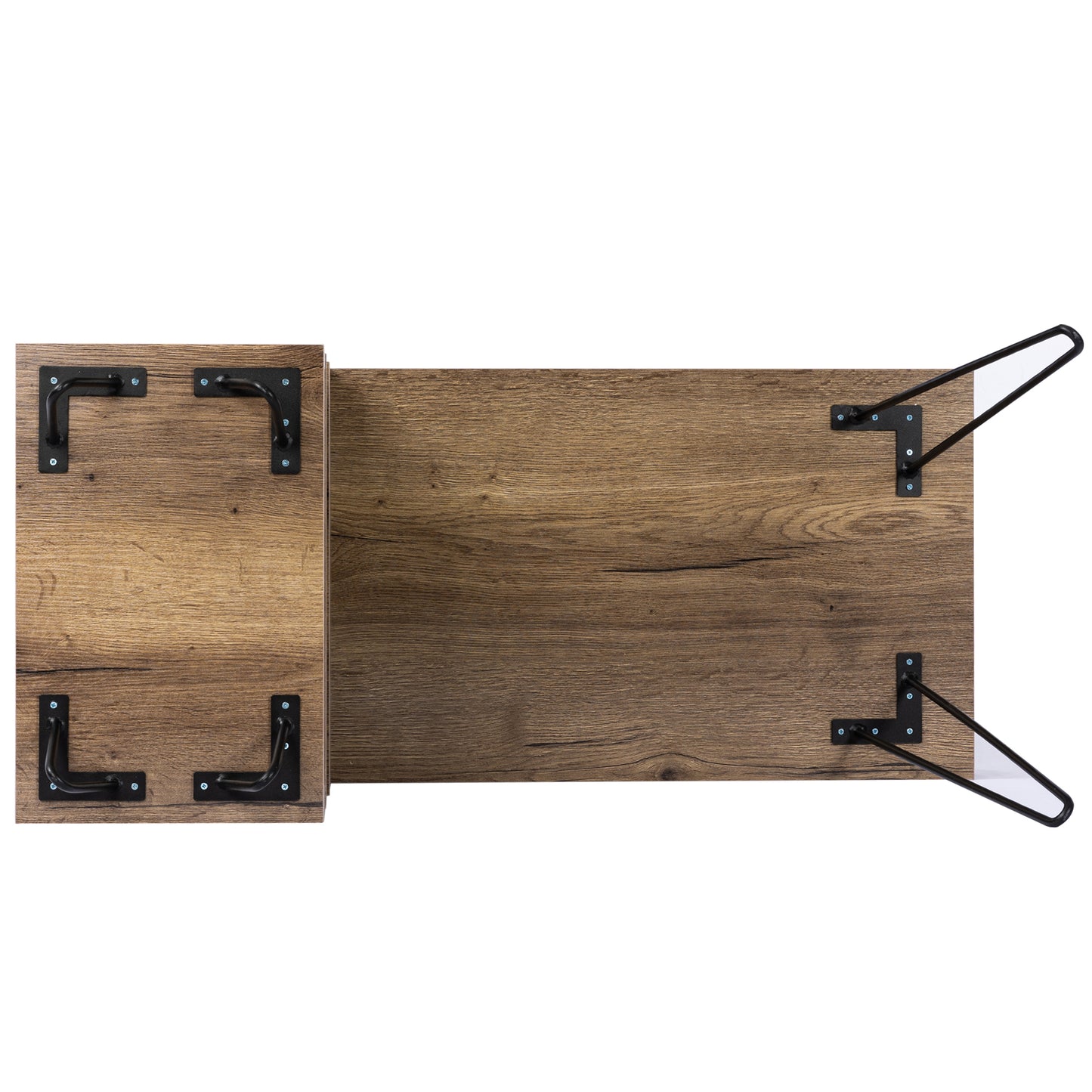 Geometry Office Computer Desk with 2 Drawers & V-Shaped Iron Legs- Brown_11