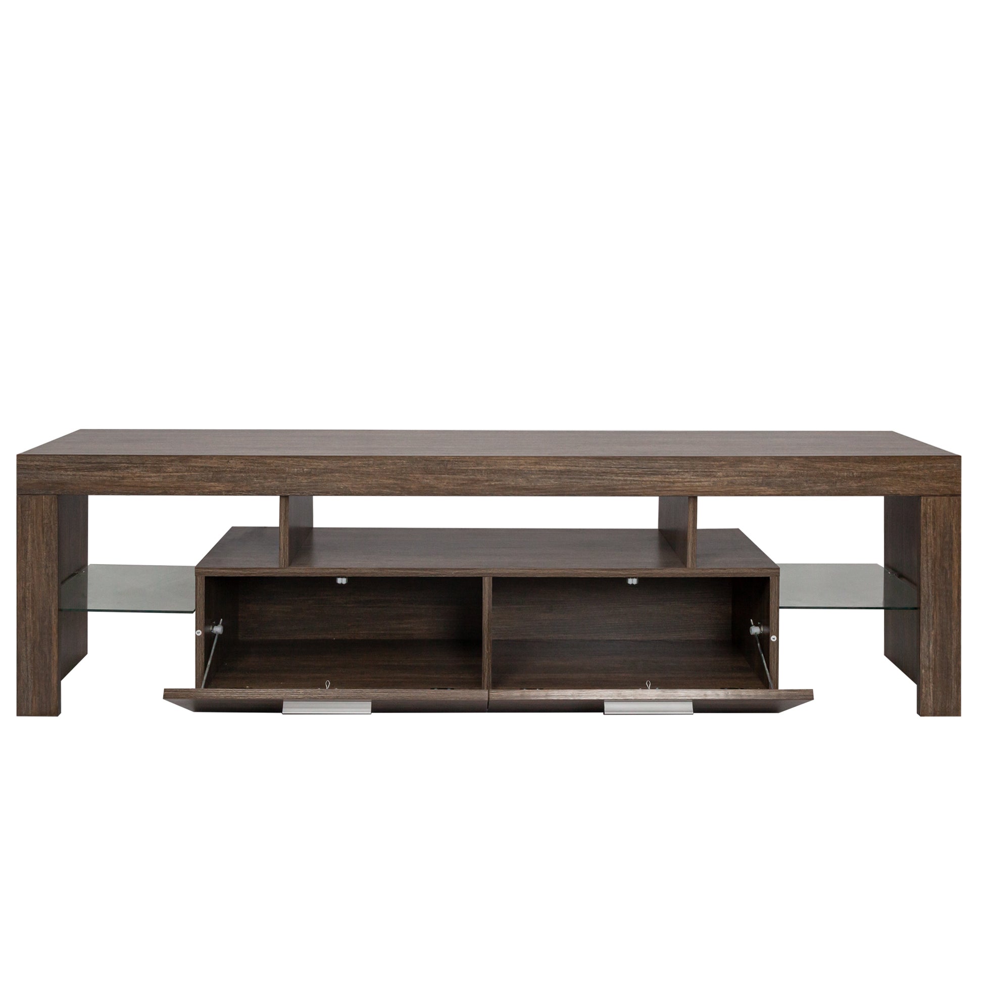 Quick Assembly Modern Television Stand with 16 Colors Remote Controlled LED Light- Brown_12