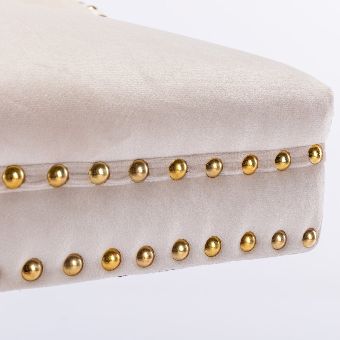 Set of 2 Height Adjustable Upholstered Tufted Velvet Armless Bar Stools with Gold Details- Beige_15