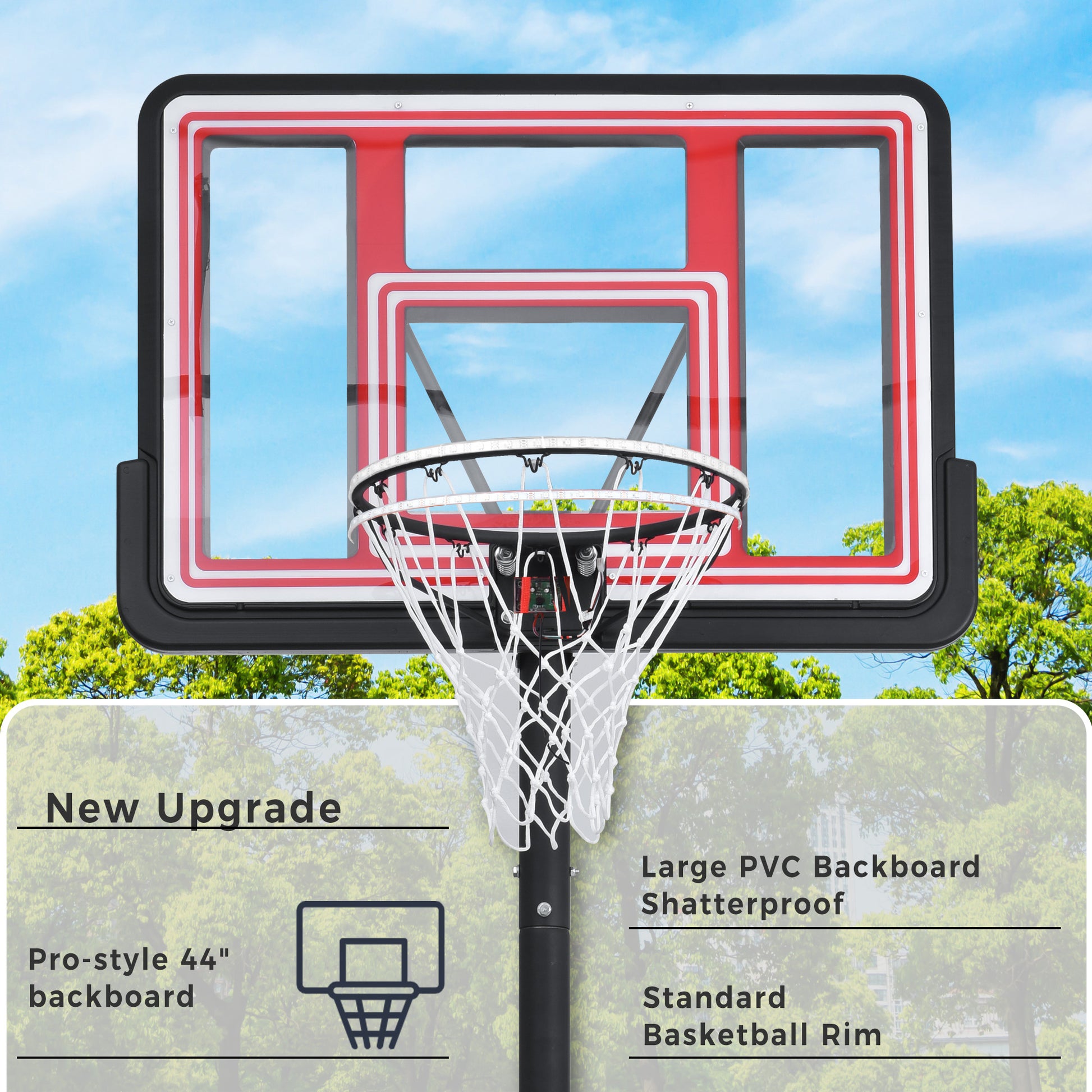 Adjustable Height Portable Basketball System with Wheels and Stable Base_24