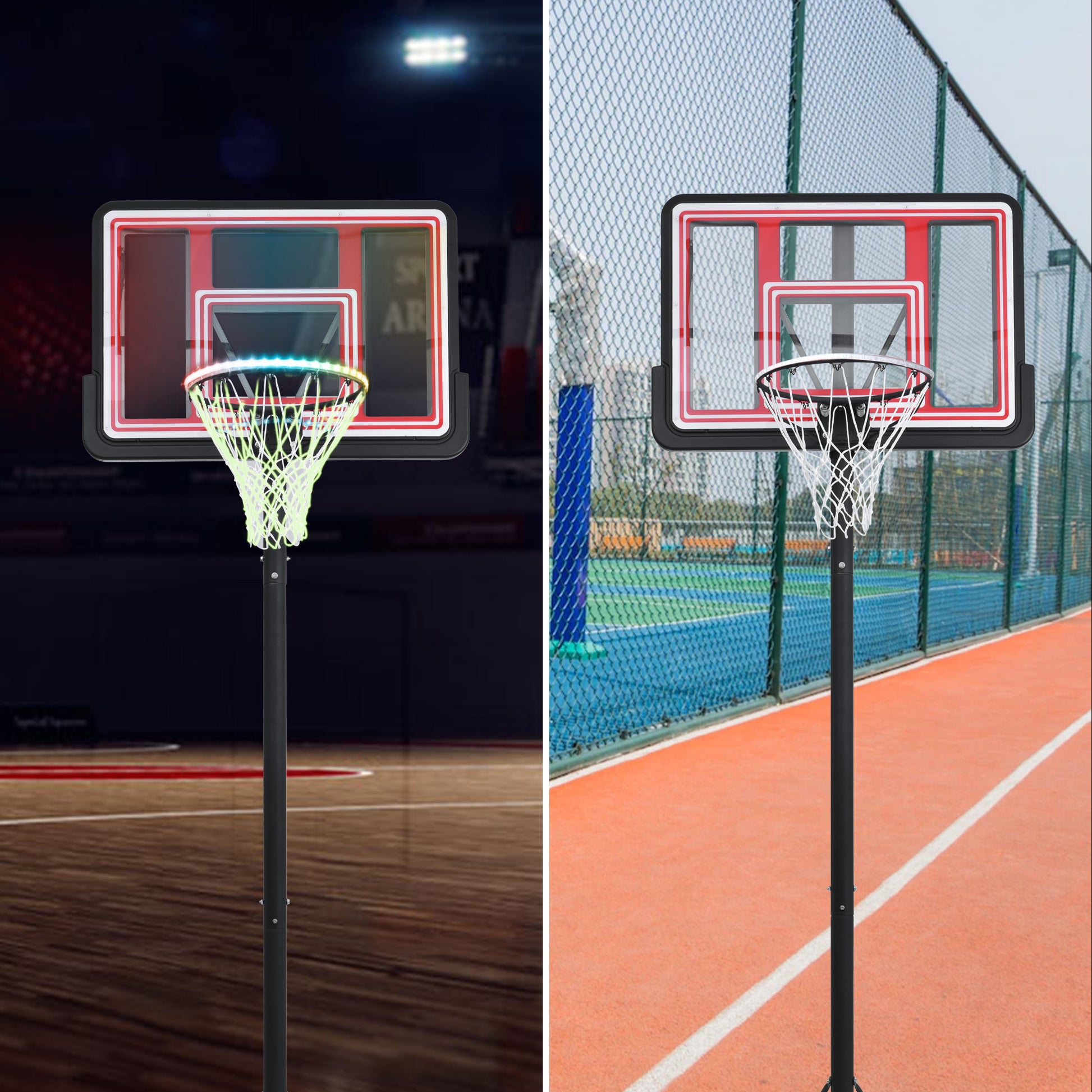Adjustable Height Portable Basketball System with Wheels and Stable Base_36