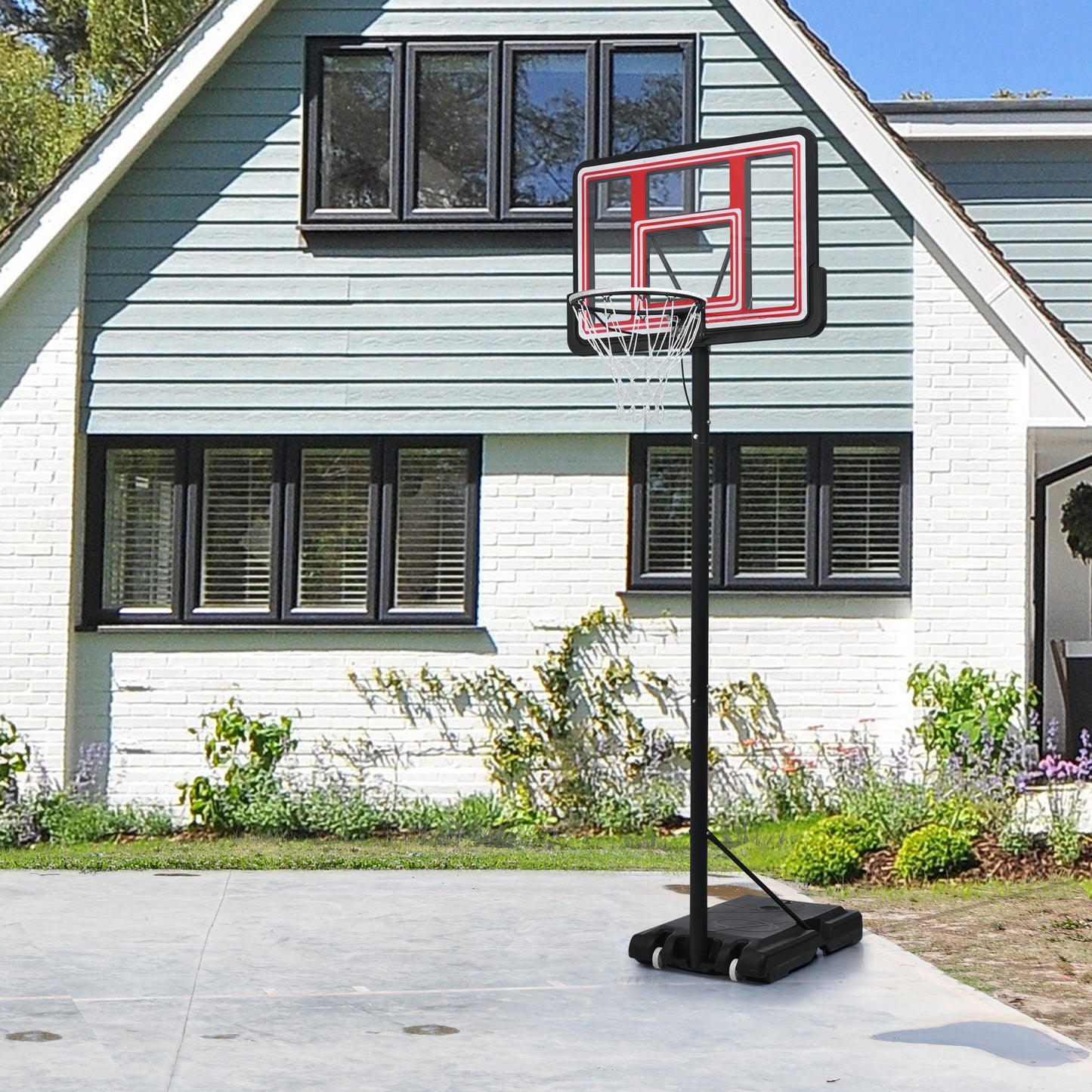 Adjustable Height Portable Basketball System with Wheels and Stable Base_19