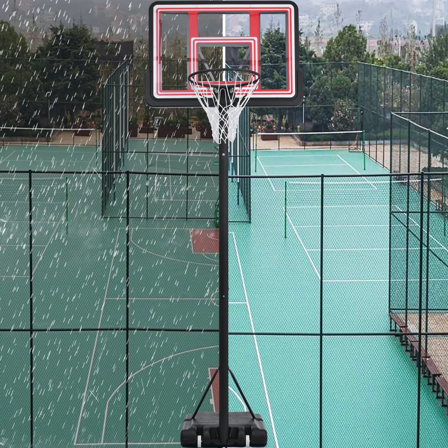 Adjustable Height Portable Basketball System with Wheels and Stable Base_37