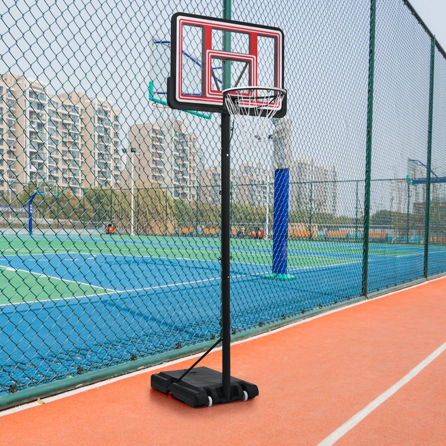 Adjustable Height Portable Basketball System with Wheels and Stable Base_18