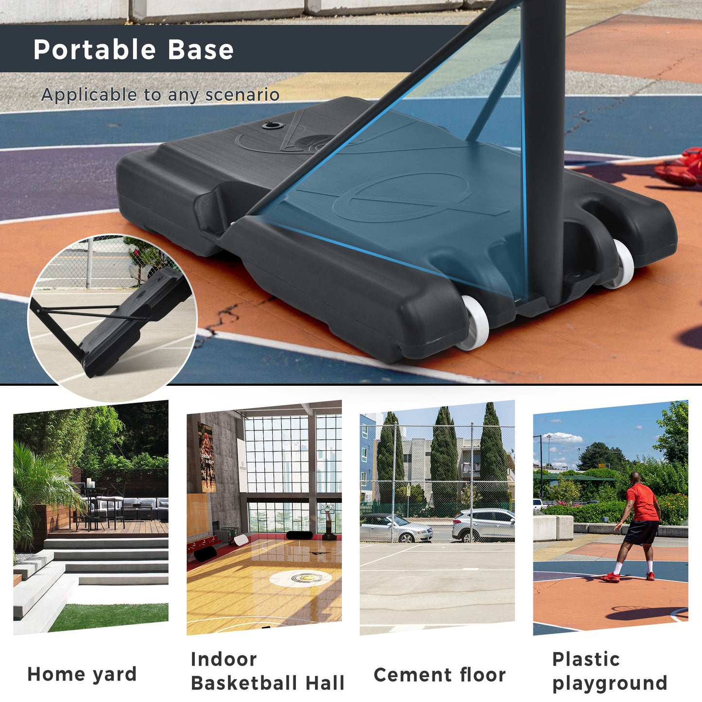 Adjustable Height Portable Basketball System with Wheels and Stable Base_27