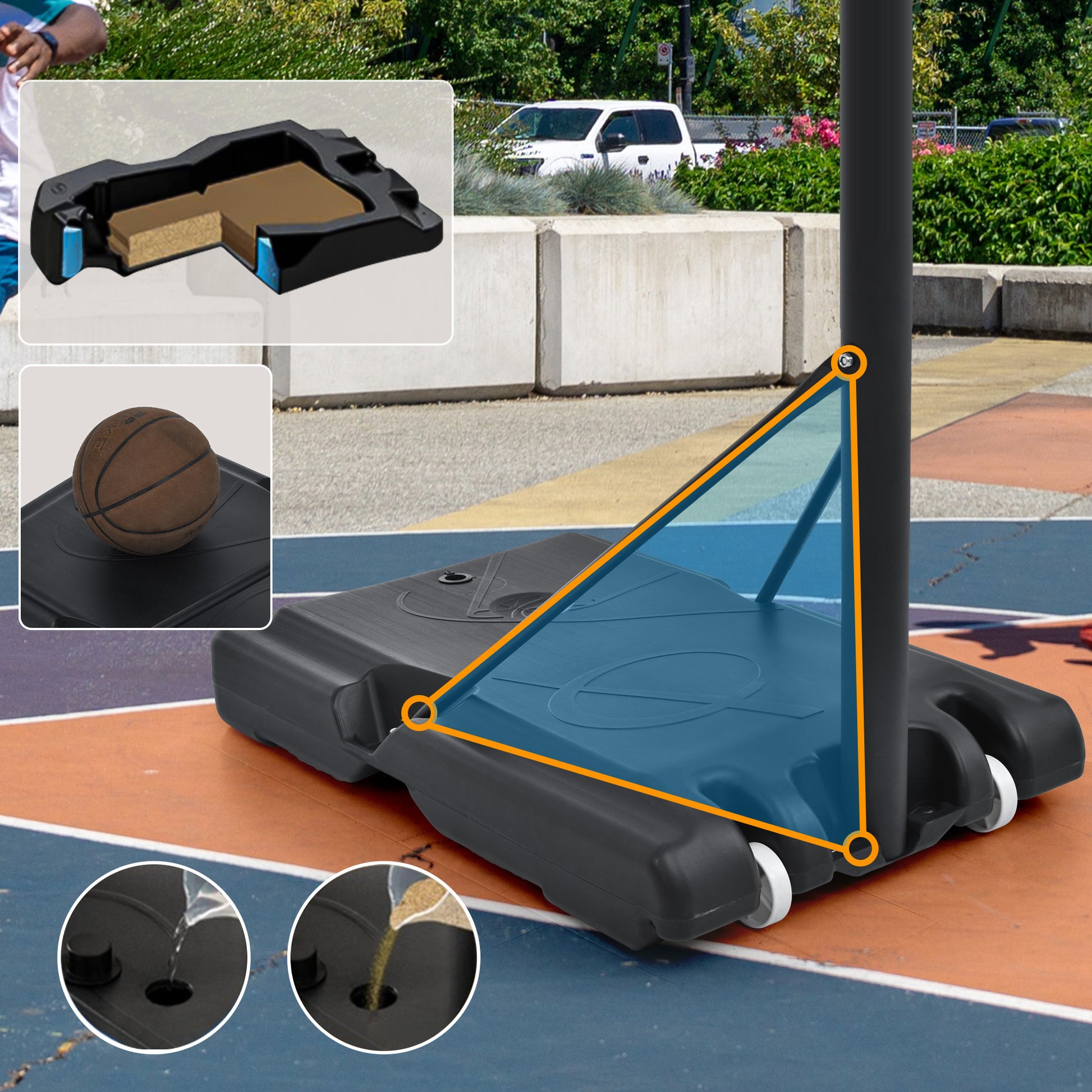 Adjustable Height Portable Basketball System with Wheels and Stable Base_26