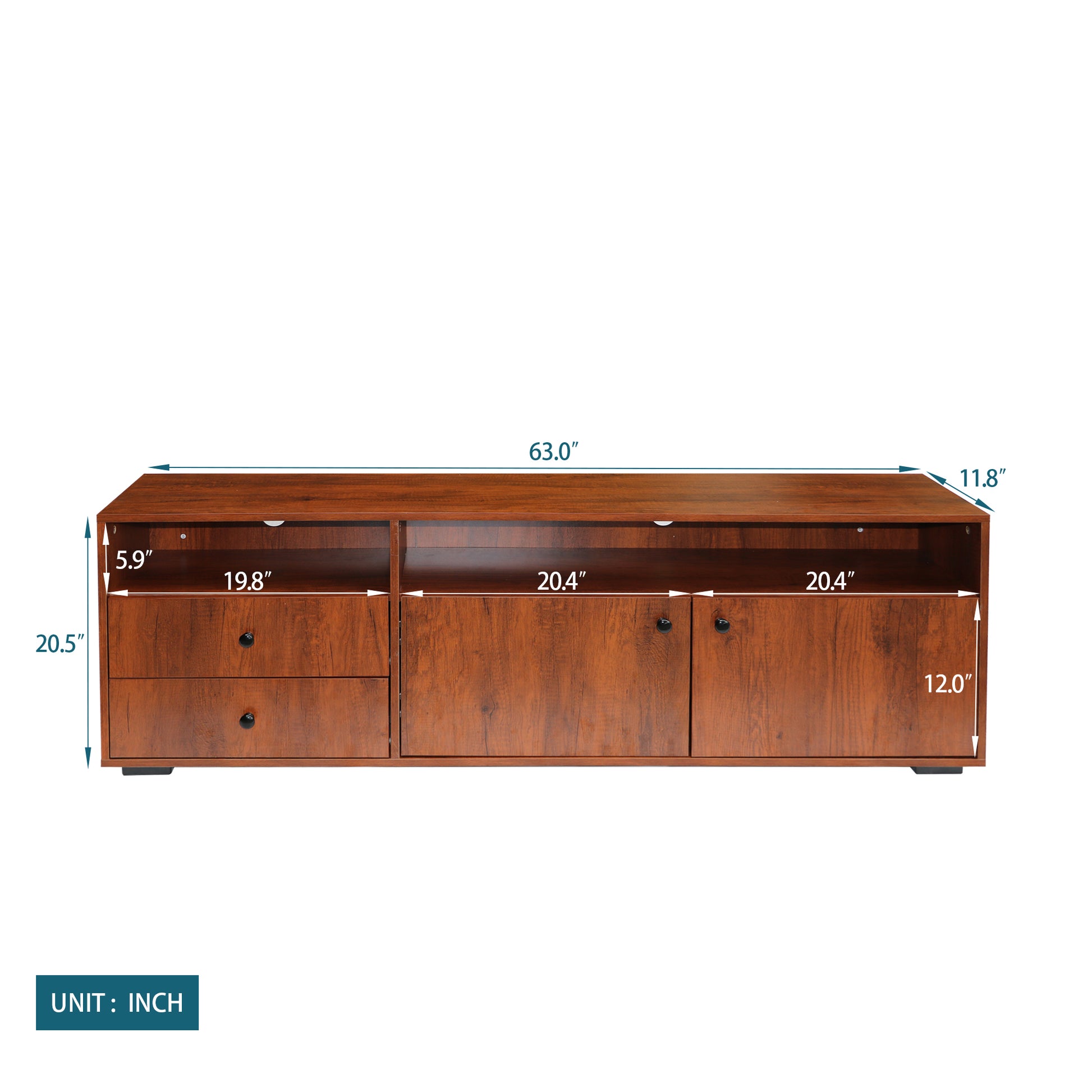 Media Console Entertainment Center Television Table TV Cabinet- Rosewood_5