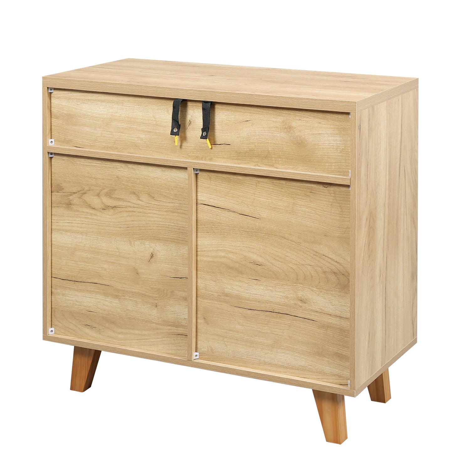 Wood Storage Dresser Cabinet Bar Storage Organizer with PU Handles- Black+Brown_11