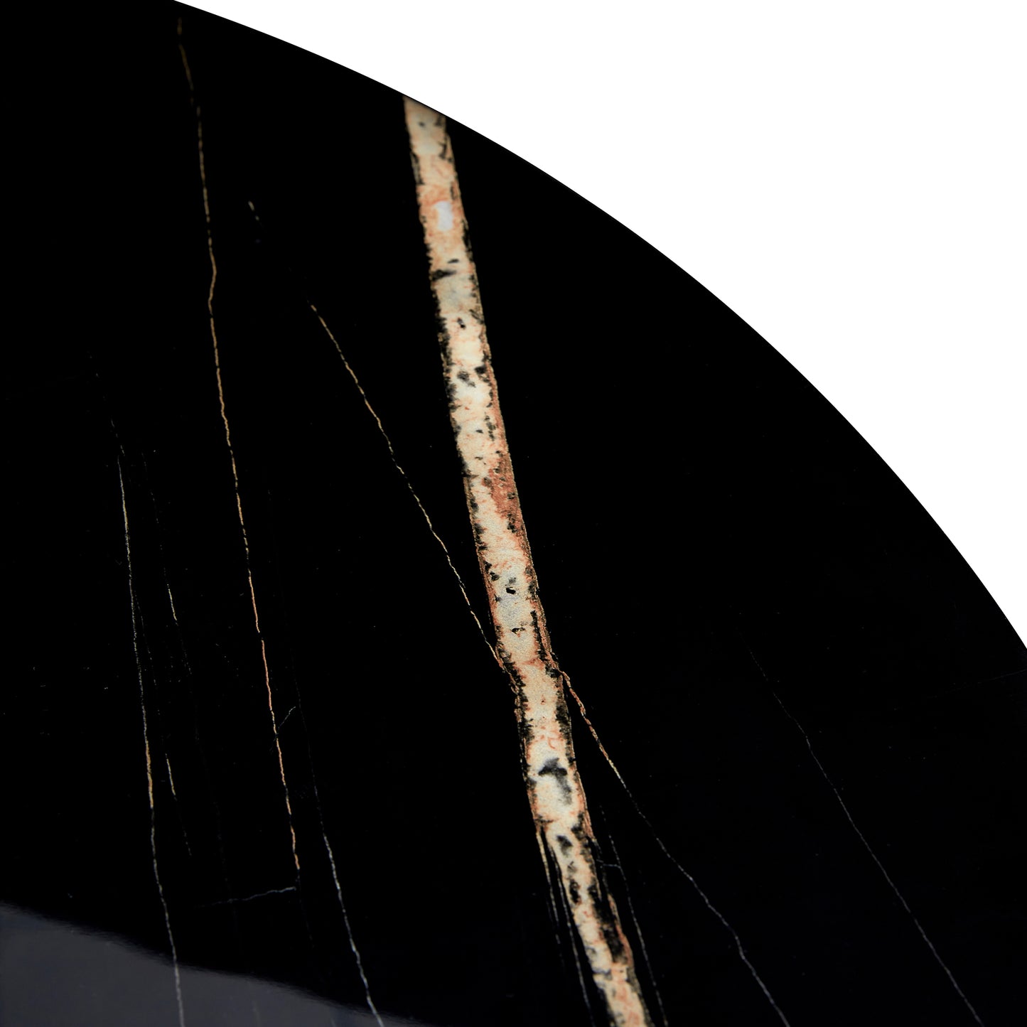 40 inches Modern Minimalist Round Black Marbled Glass Coffee Table with Gold Metal Legs_9