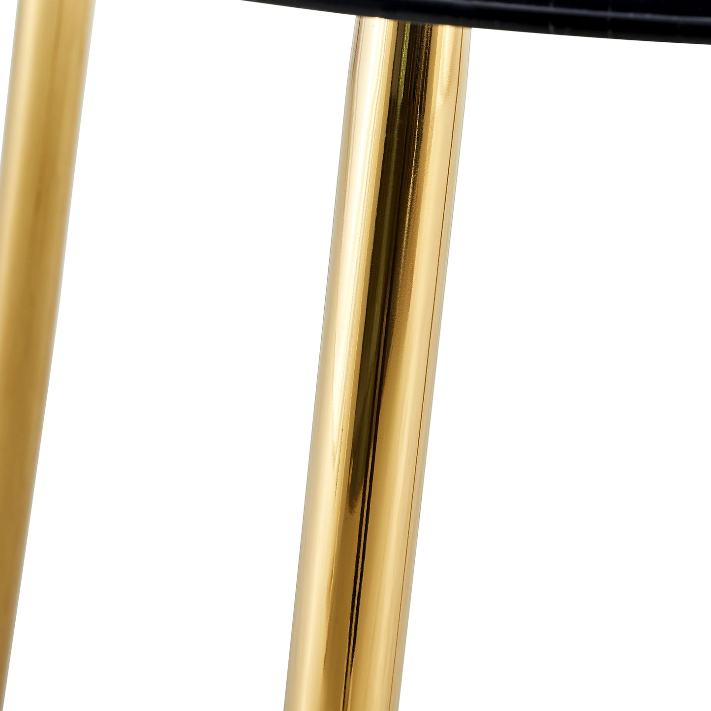40 inches Modern Minimalist Round Black Marbled Glass Coffee Table with Gold Metal Legs_11