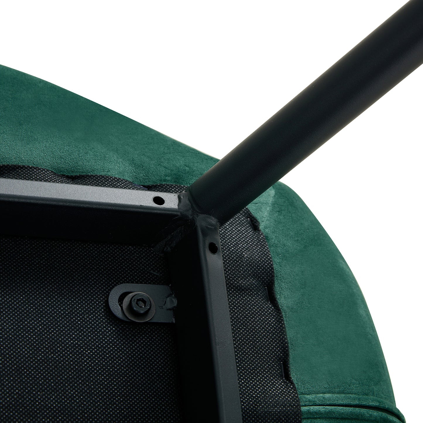 Dark Green Velvet Upholstered Chair Dining Chair with Metal Legs Set of 2_8