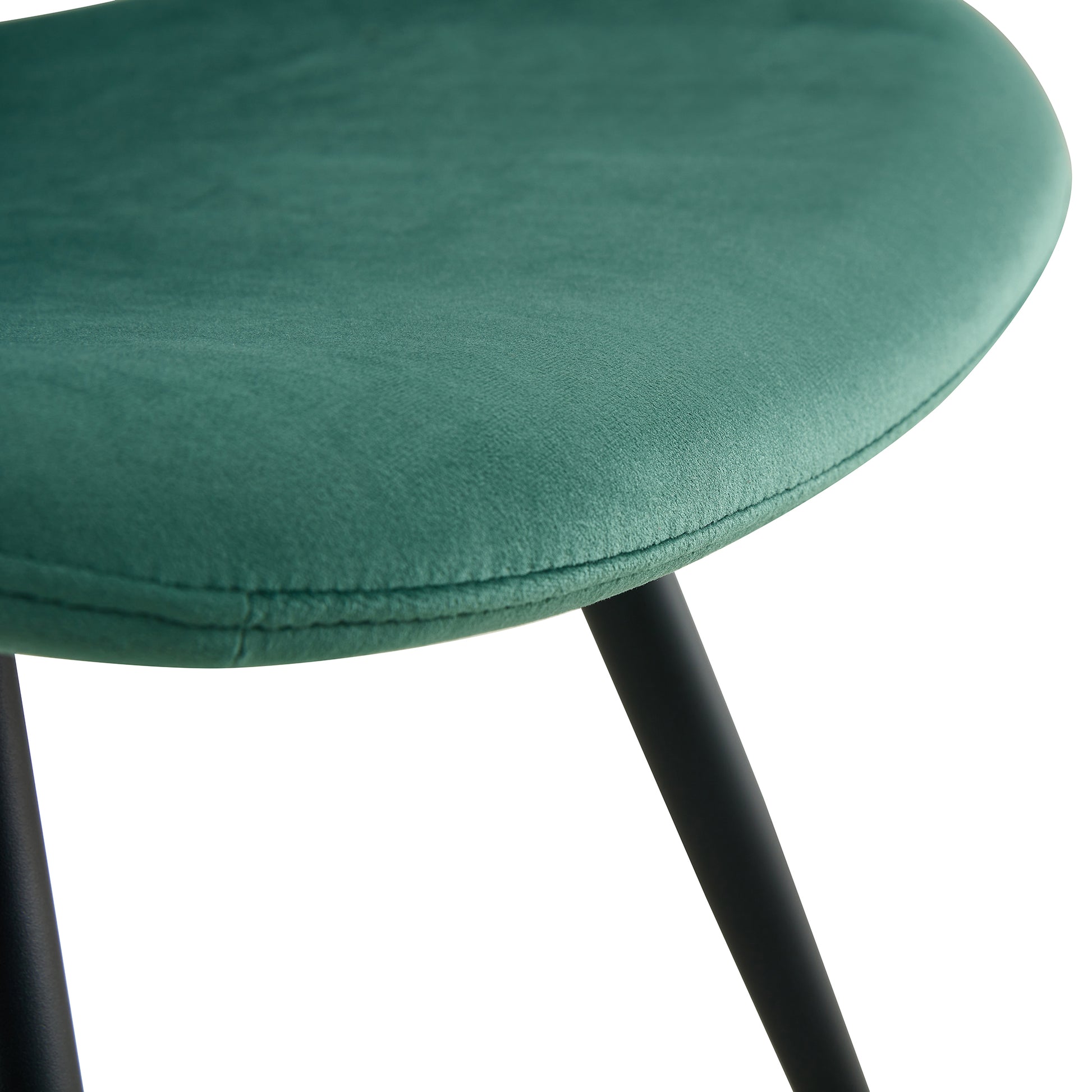 Dark Green Velvet Upholstered Chair Dining Chair with Metal Legs Set of 2_17