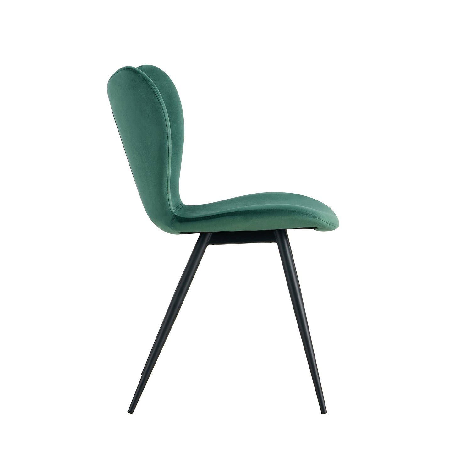 Dark Green Velvet Upholstered Chair Dining Chair with Metal Legs Set of 2_11