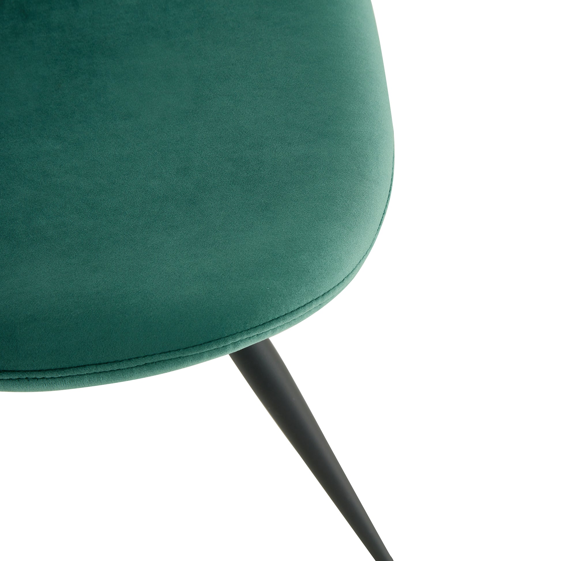 Dark Green Velvet Upholstered Chair Dining Chair with Metal Legs Set of 2_14