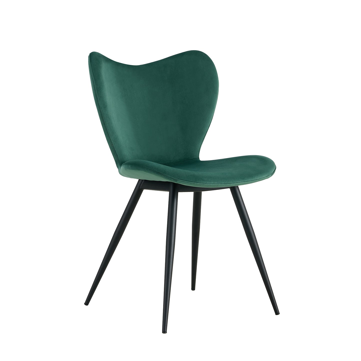 Dark Green Velvet Upholstered Chair Dining Chair with Metal Legs Set of 2_9