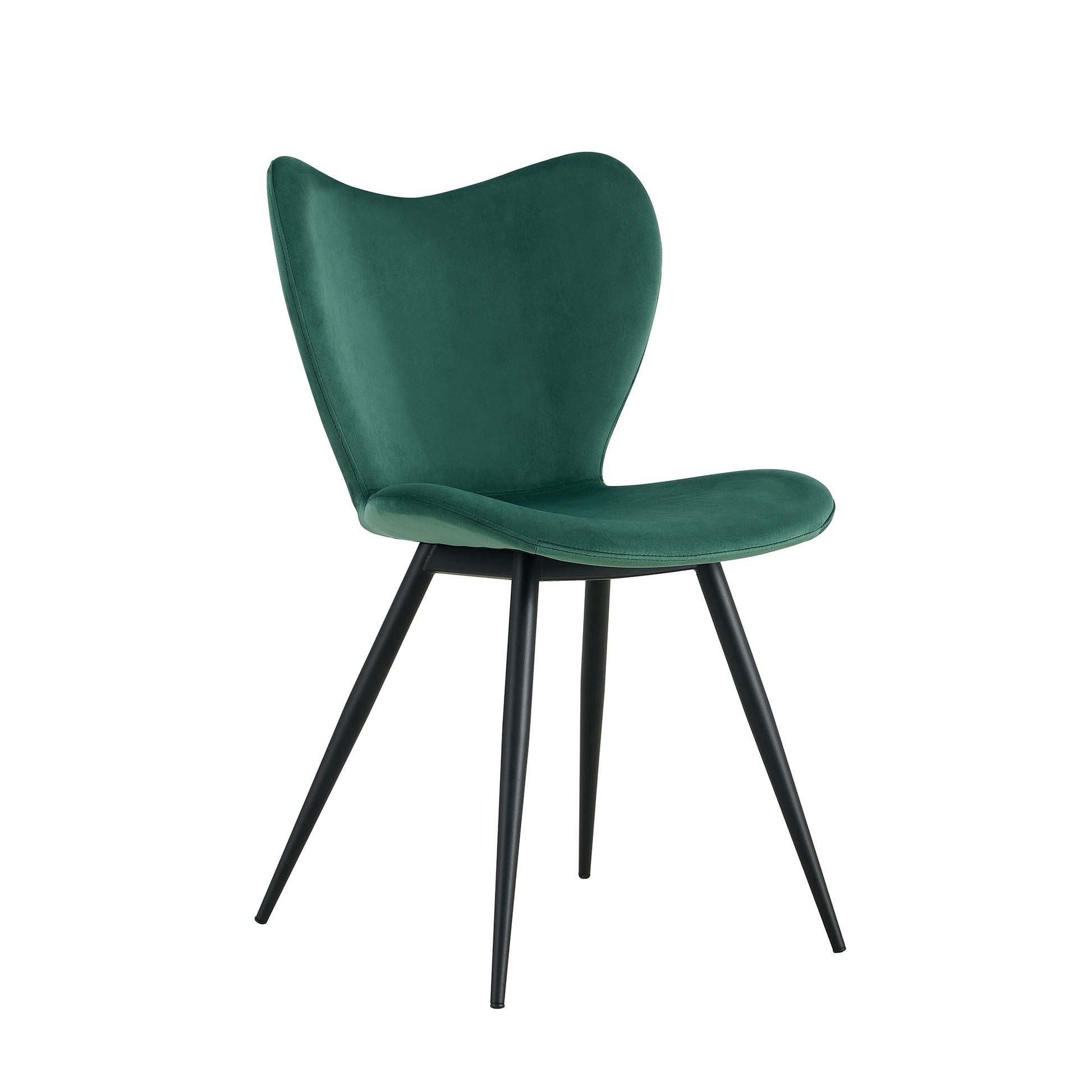 Dark Green Velvet Upholstered Chair Dining Chair with Metal Legs Set of 2_9