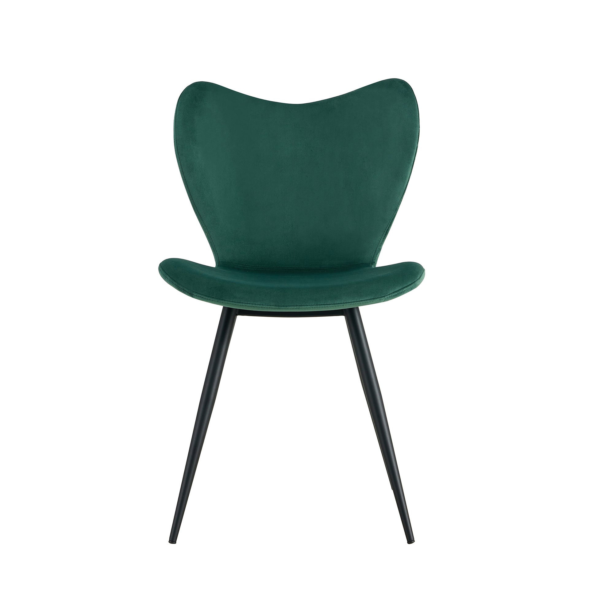 Dark Green Velvet Upholstered Chair Dining Chair with Metal Legs Set of 2_12