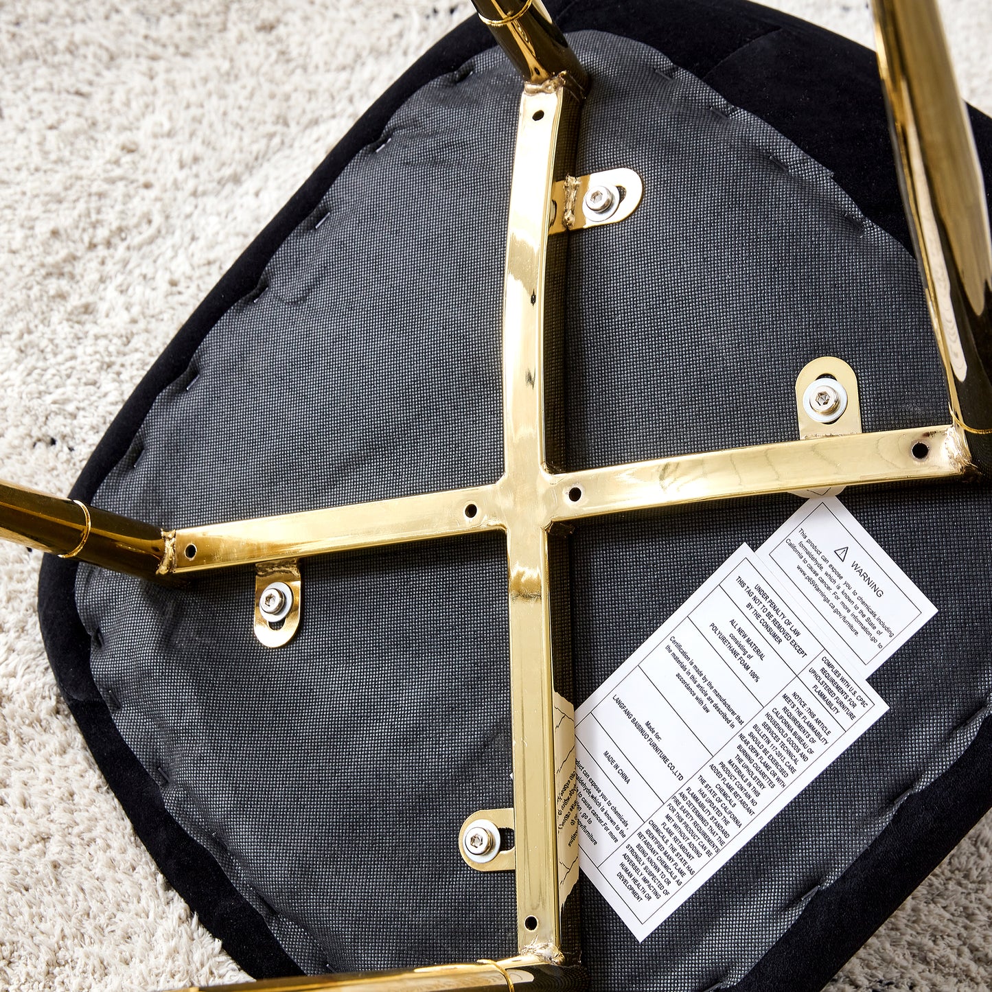 Set of 4 Modern Mid-Century Style Velvet Fabric Upholstered Chairs with Gold Legs- Black_12