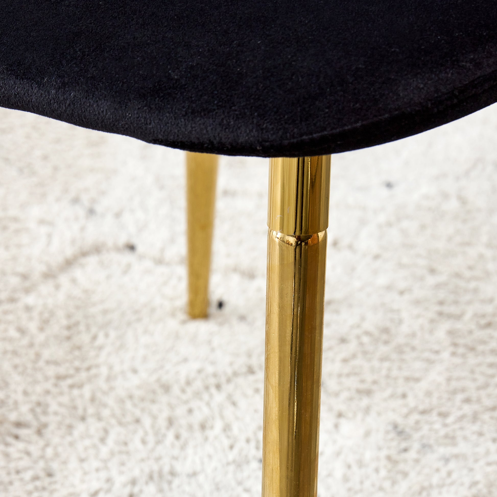 Set of 4 Modern Mid-Century Style Velvet Fabric Upholstered Chairs with Gold Legs- Black_16