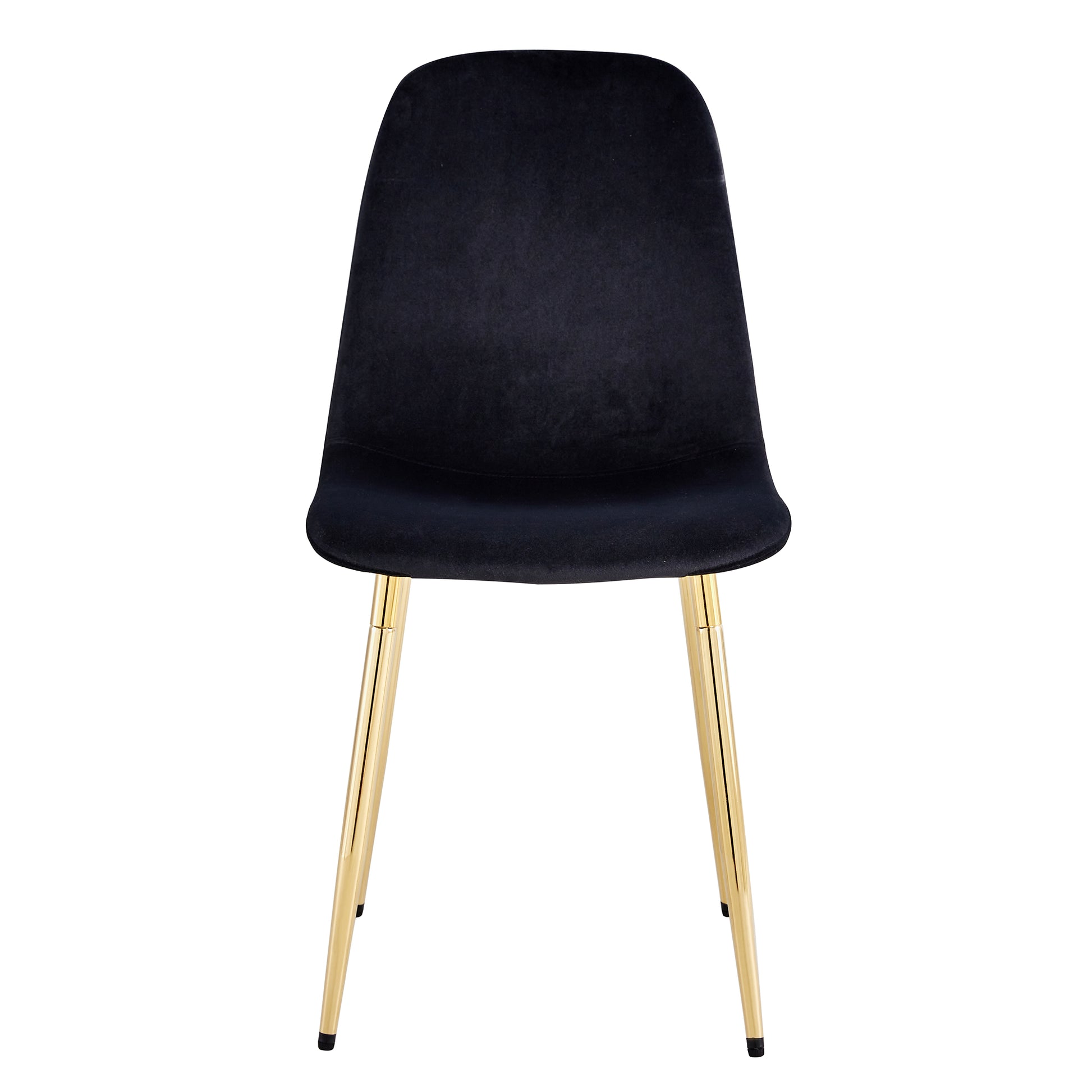 Set of 4 Modern Mid-Century Style Velvet Fabric Upholstered Chairs with Gold Legs- Black_8