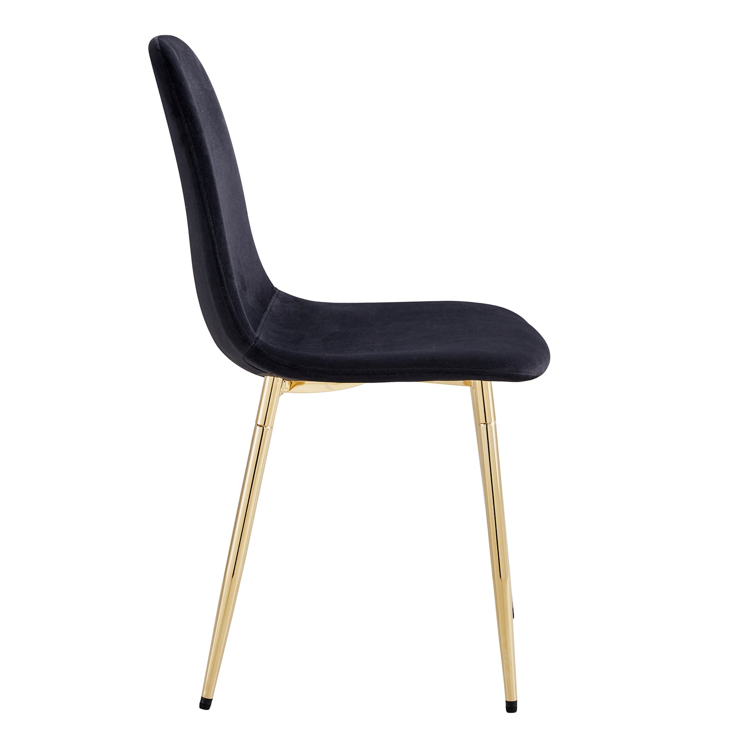 Set of 4 Modern Mid-Century Style Velvet Fabric Upholstered Chairs with Gold Legs- Black_11