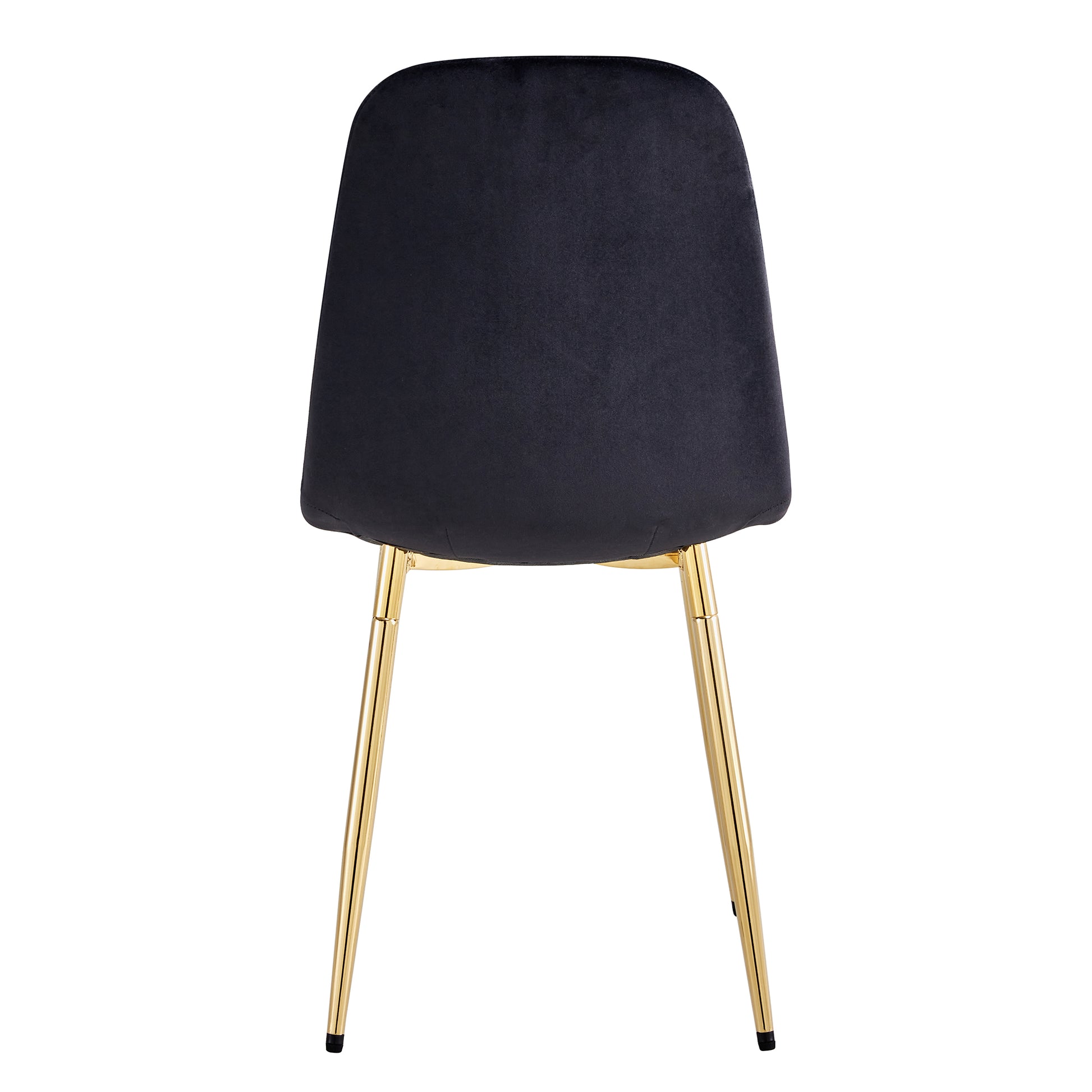 Set of 4 Modern Mid-Century Style Velvet Fabric Upholstered Chairs with Gold Legs- Black_9