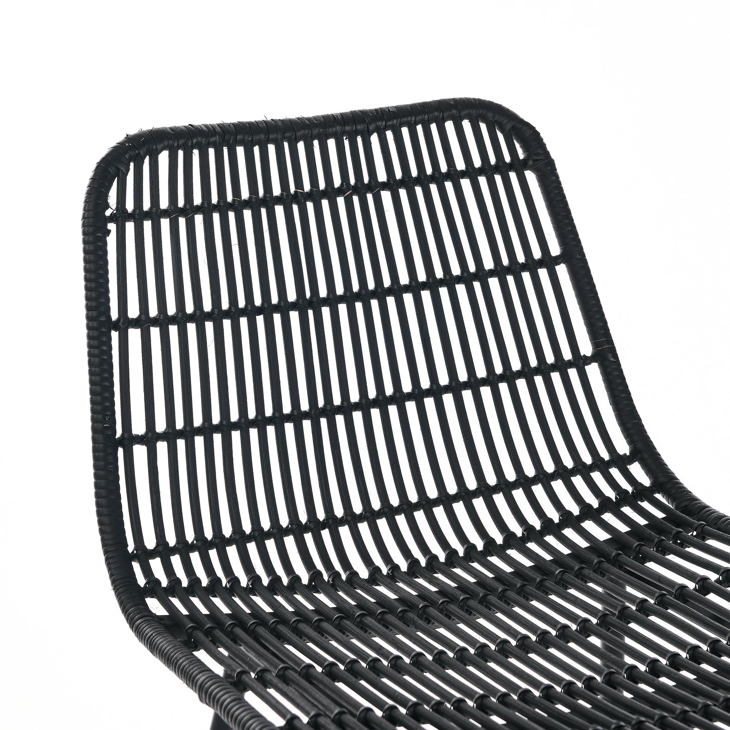 Set of 2 Rattan Wicker Indoor Bar Counter Stools with Steel Legs- Black_5
