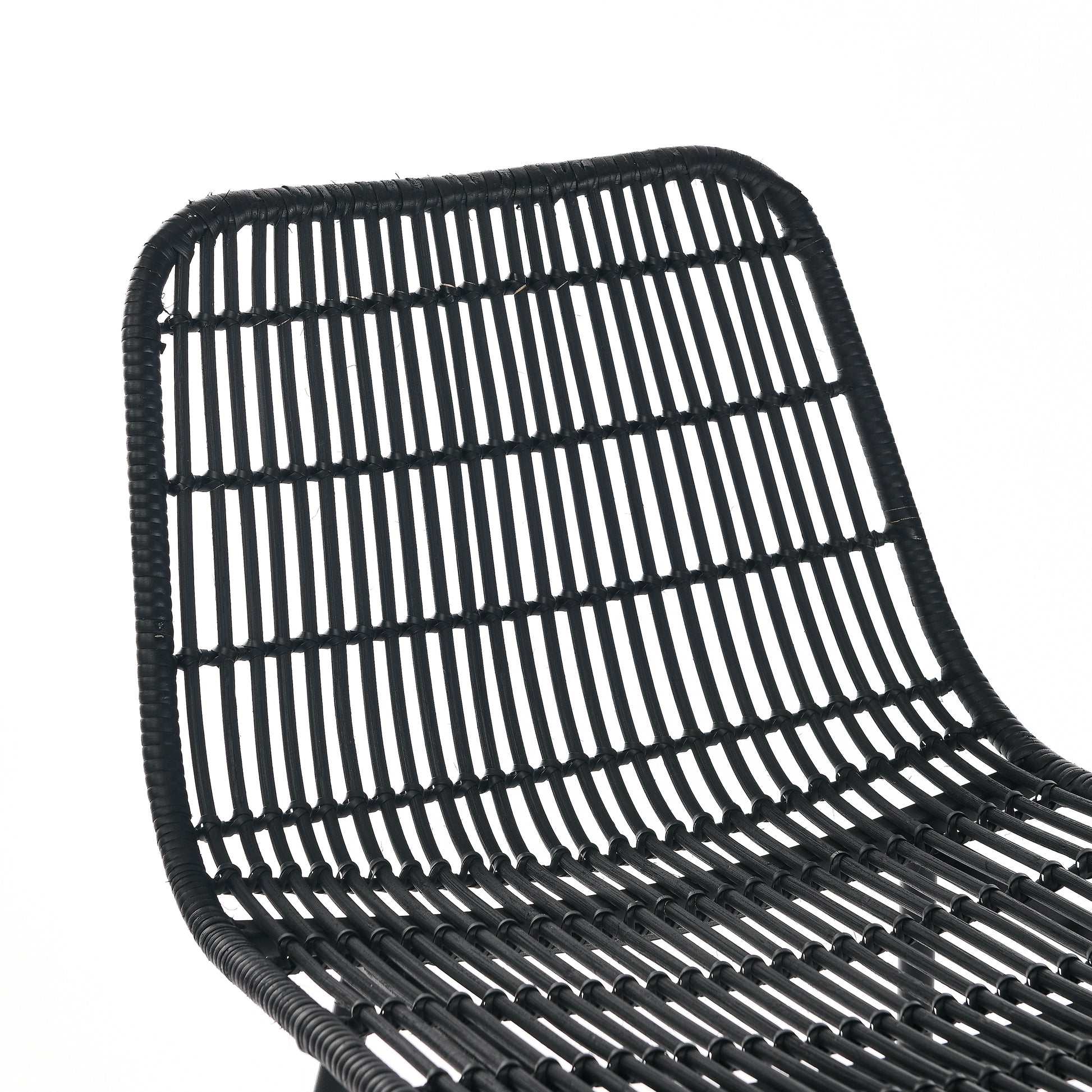 Set of 2 Rattan Wicker Indoor Bar Counter Stools with Steel Legs- Black_5