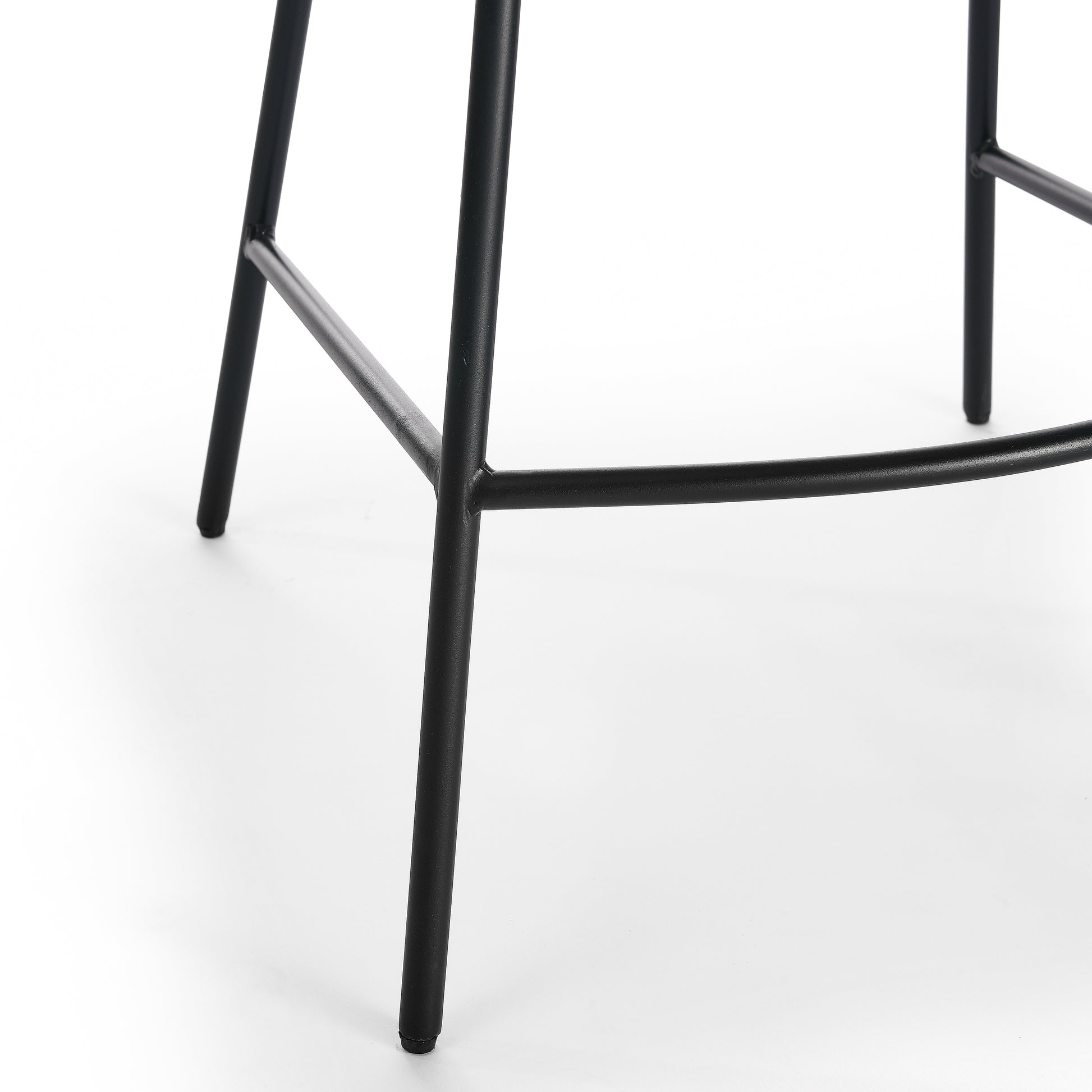 Set of 2 Rattan Wicker Indoor Bar Counter Stools with Steel Legs- Black_7
