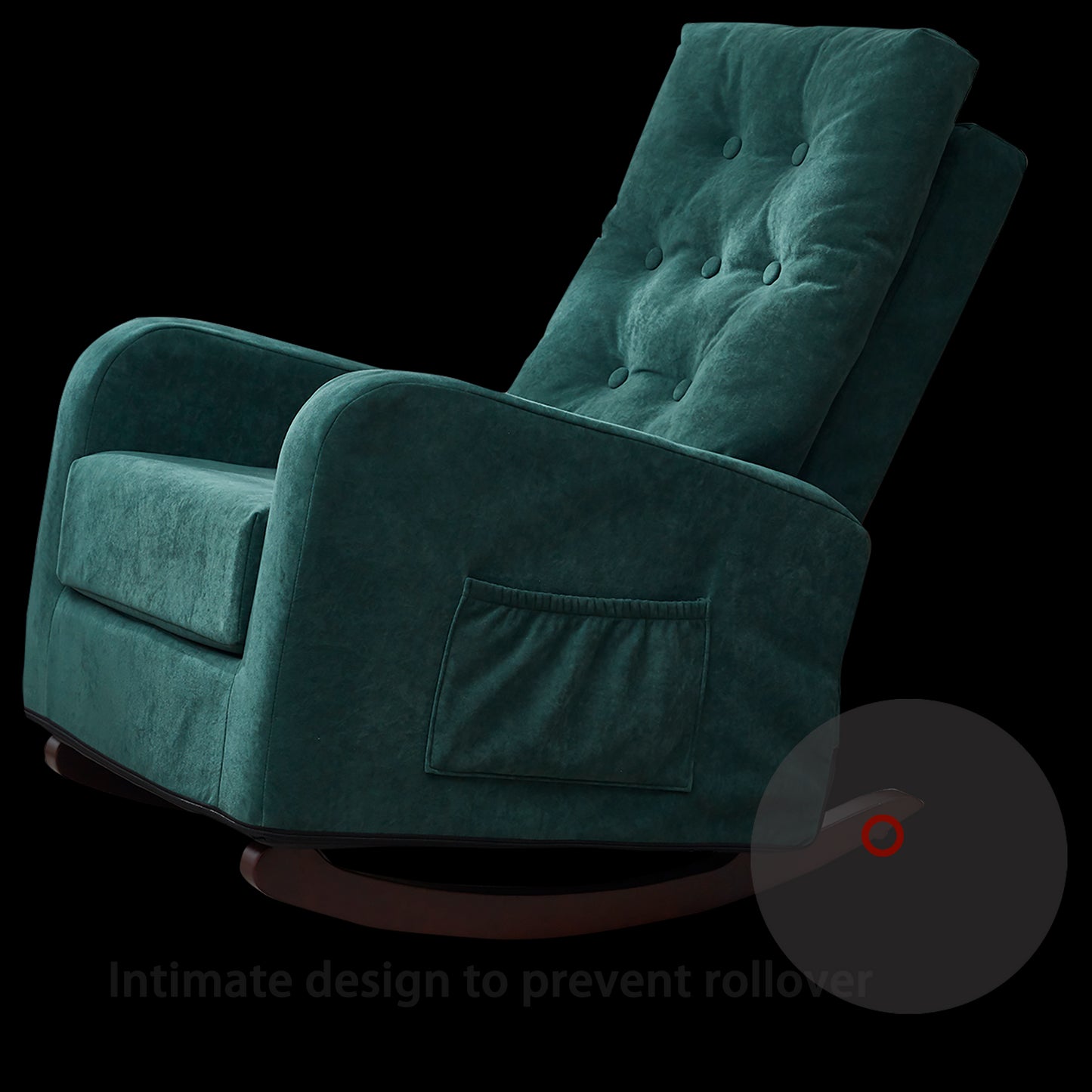 Living Room Chair Lazy Recliner Comfortable Fabric High Back Armchair- Antique Green_12