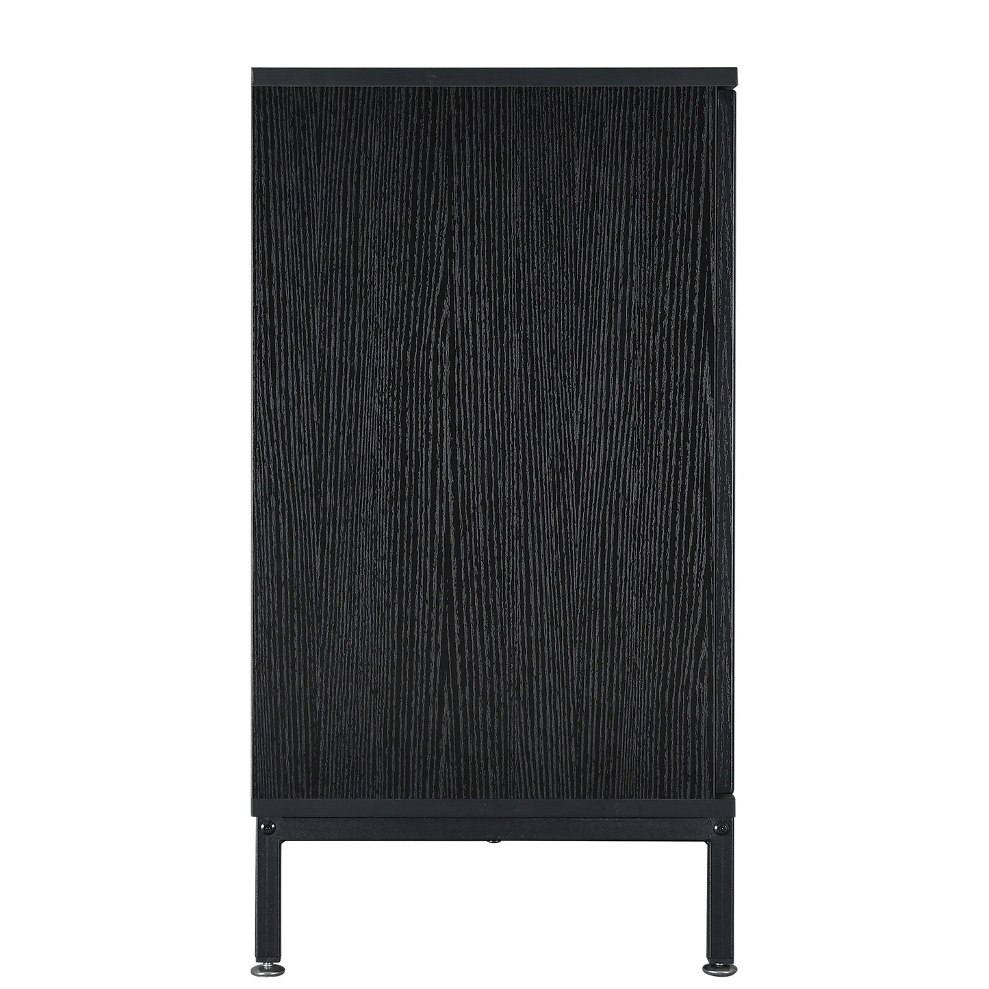 DRESSER CABINET BAR CABINET storge cabinet Glass door side cabinet lockersEmbedded metal handle can be placed in the living room, bedroom, dining room, black+brown_11