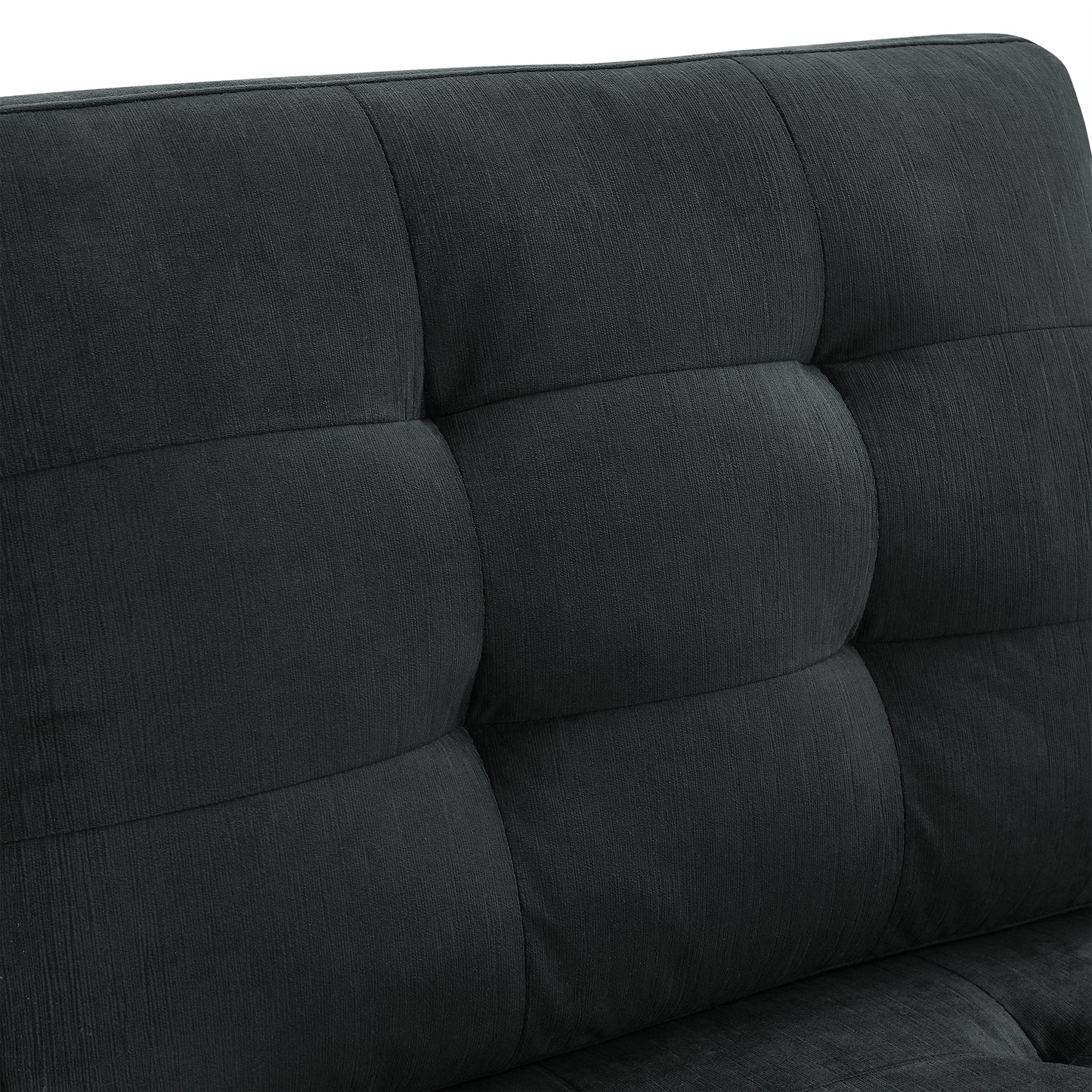 Single Chair for L-Shape Modular Sectional Sofa Couch Reversible Combination Ottoman- Black_4