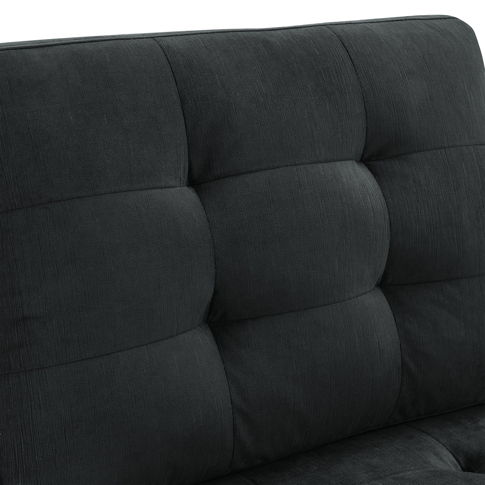 Single Chair for L-Shape Modular Sectional Sofa Couch Reversible Combination Ottoman- Black_4