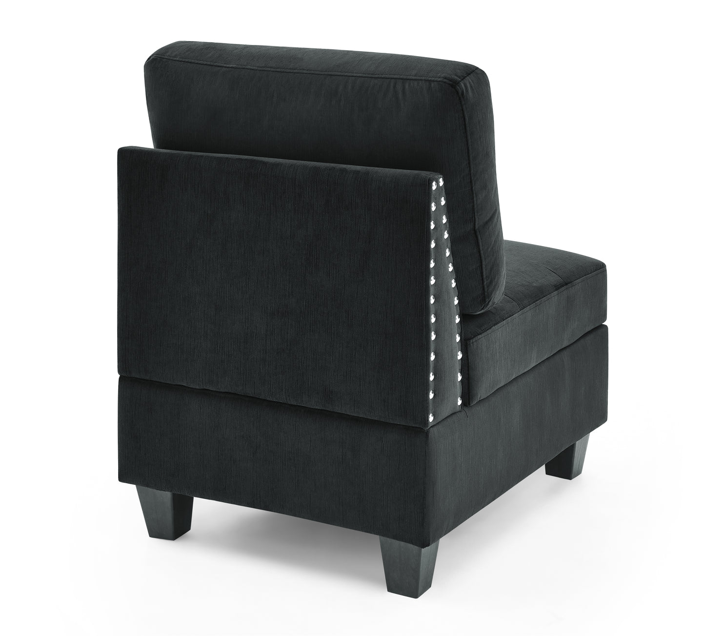 Single Chair for L-Shape Modular Sectional Sofa Couch Reversible Combination Ottoman- Black_2