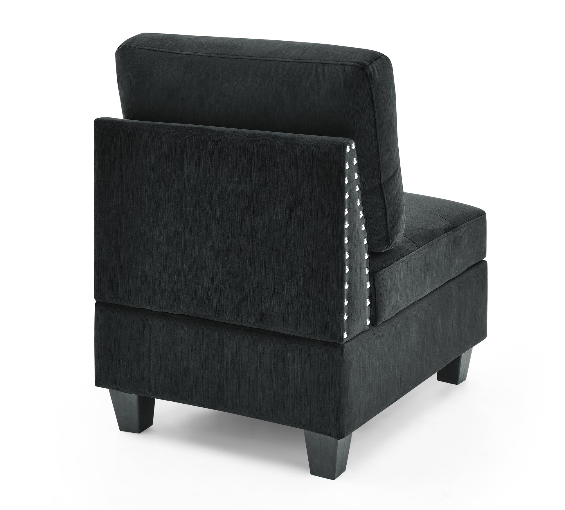 Single Chair for L-Shape Modular Sectional Sofa Couch Reversible Combination Ottoman- Black_2