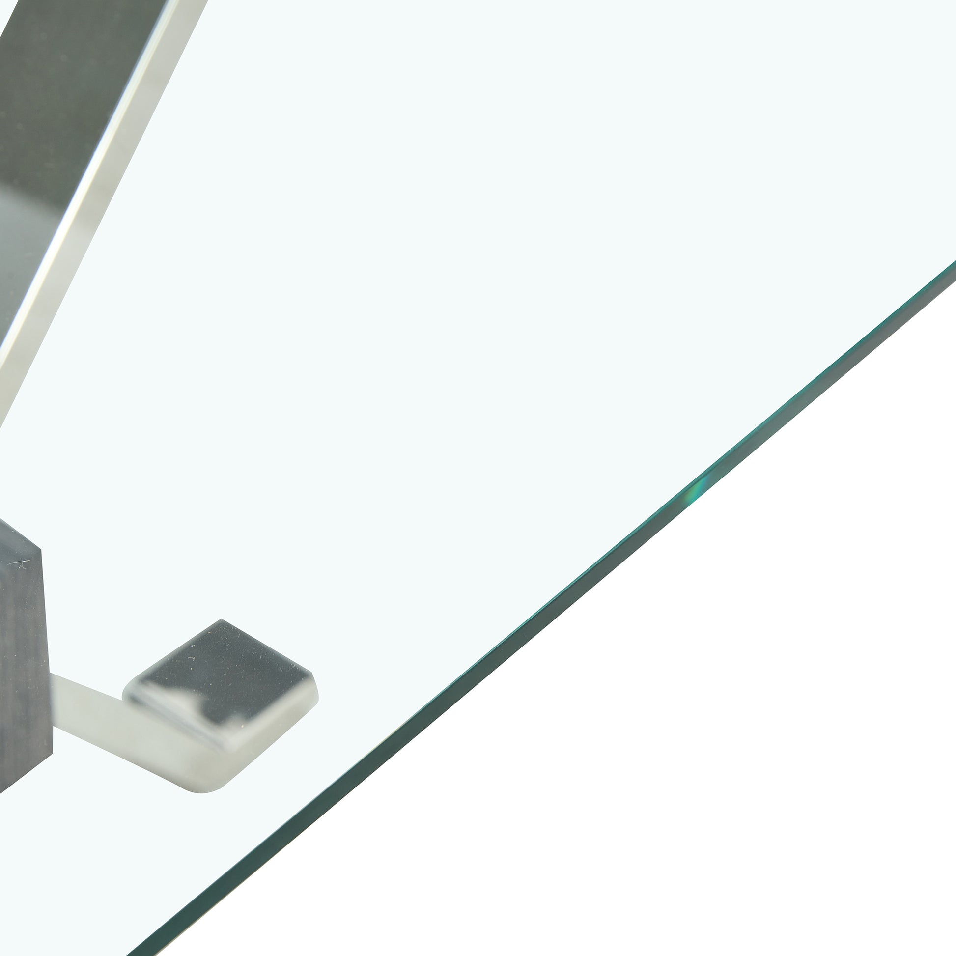 Contemporary Tempered Glass Coffee Table with Plated Metal Legs and MDF Crossbar_17
