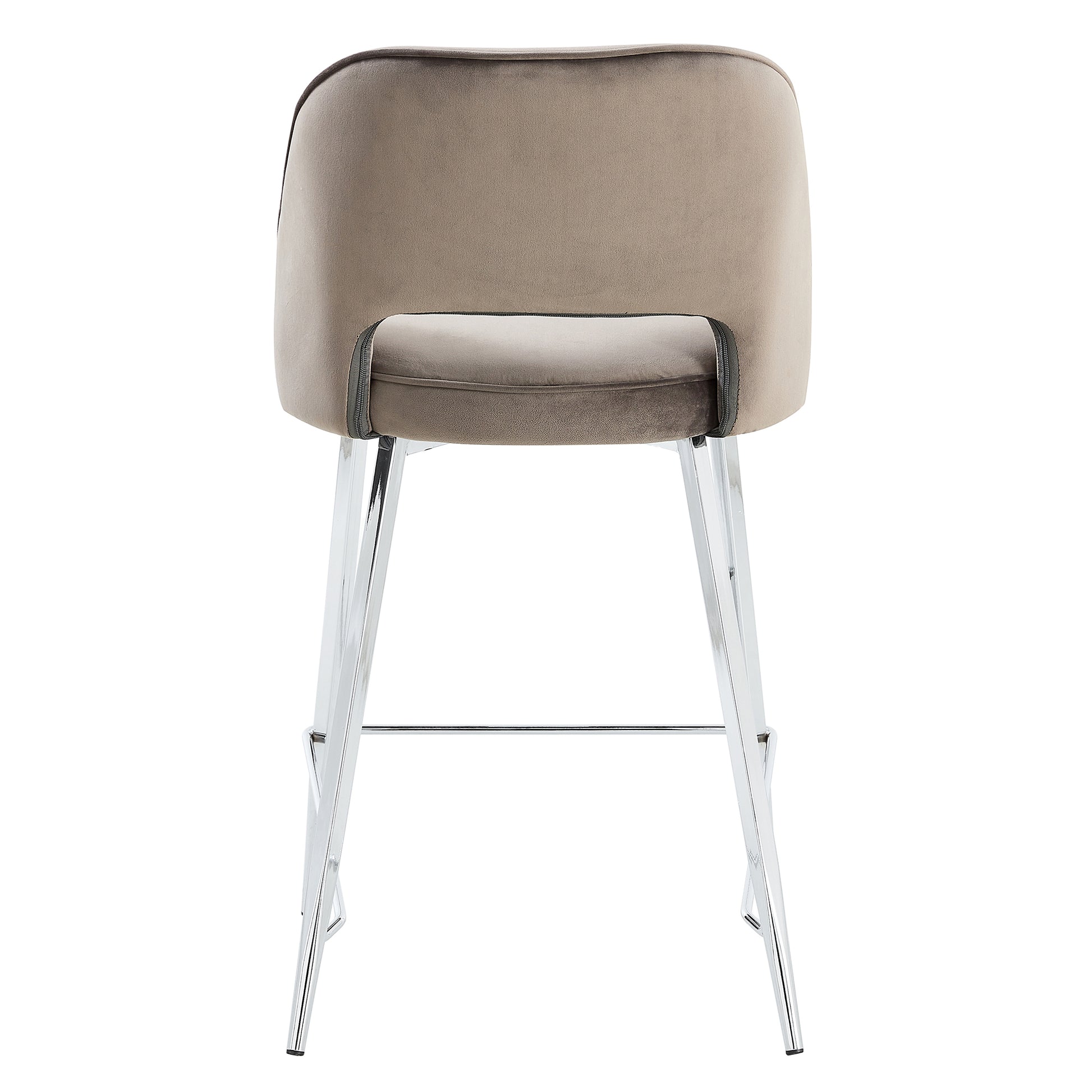 Set of 2 Velvet Dining Barstools with Anti Slip Metal Framed Legs- Gray_22