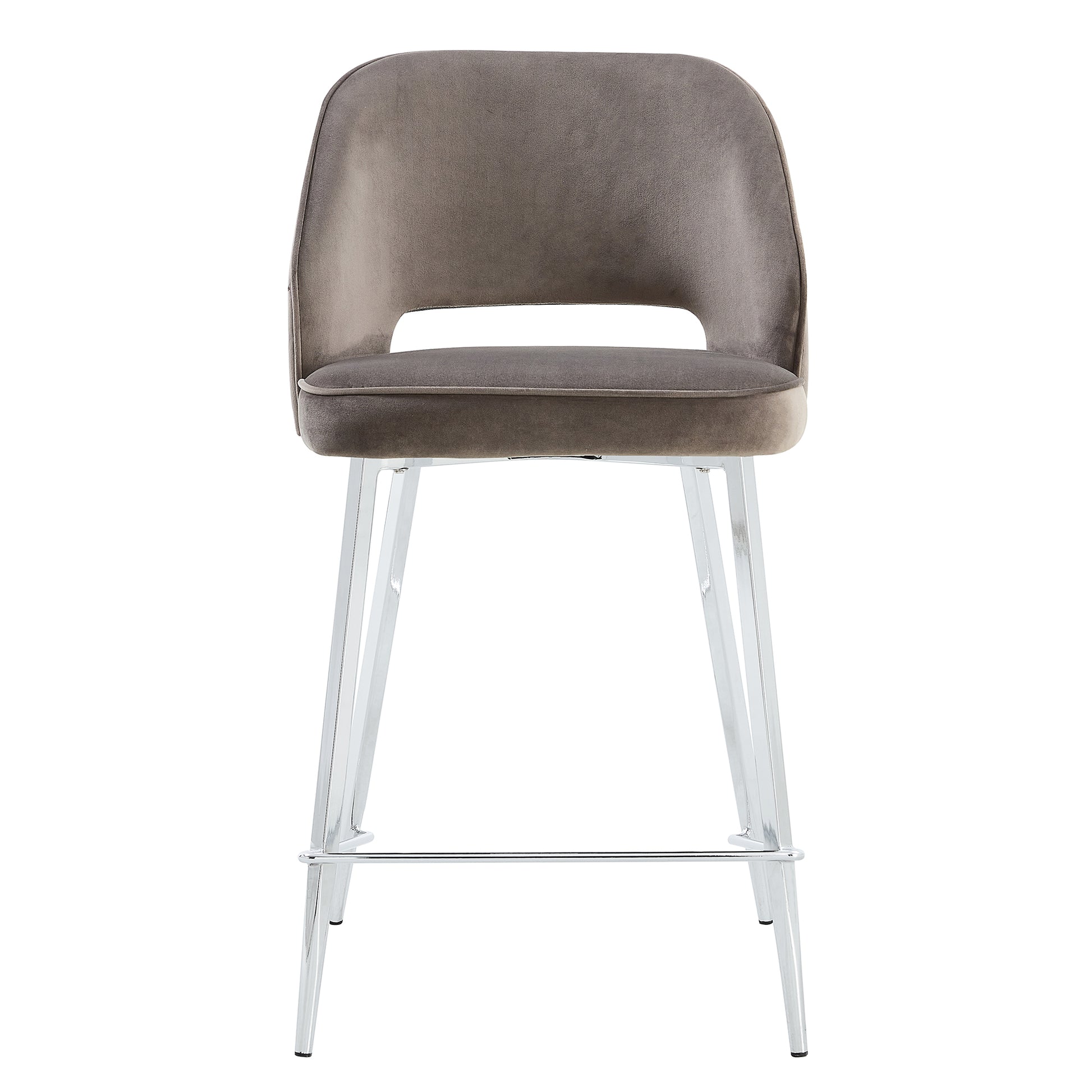 Set of 2 Velvet Dining Barstools with Anti Slip Metal Framed Legs- Gray_21