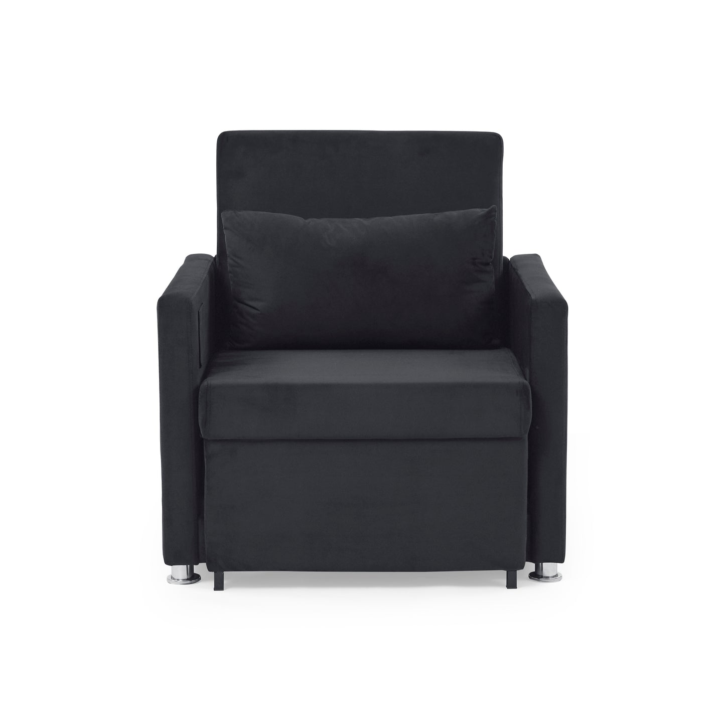 2-in-1 Convertible Sofa Chair Bed Space Saving Lounger Sleeper Chair- Black_9