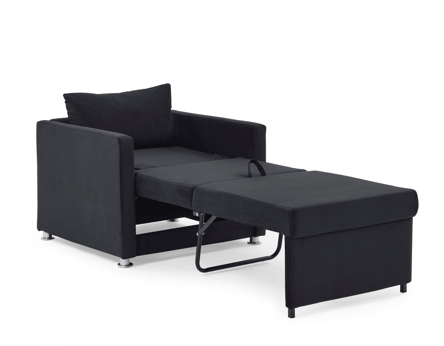 2-in-1 Convertible Sofa Chair Bed Space Saving Lounger Sleeper Chair- Black_6