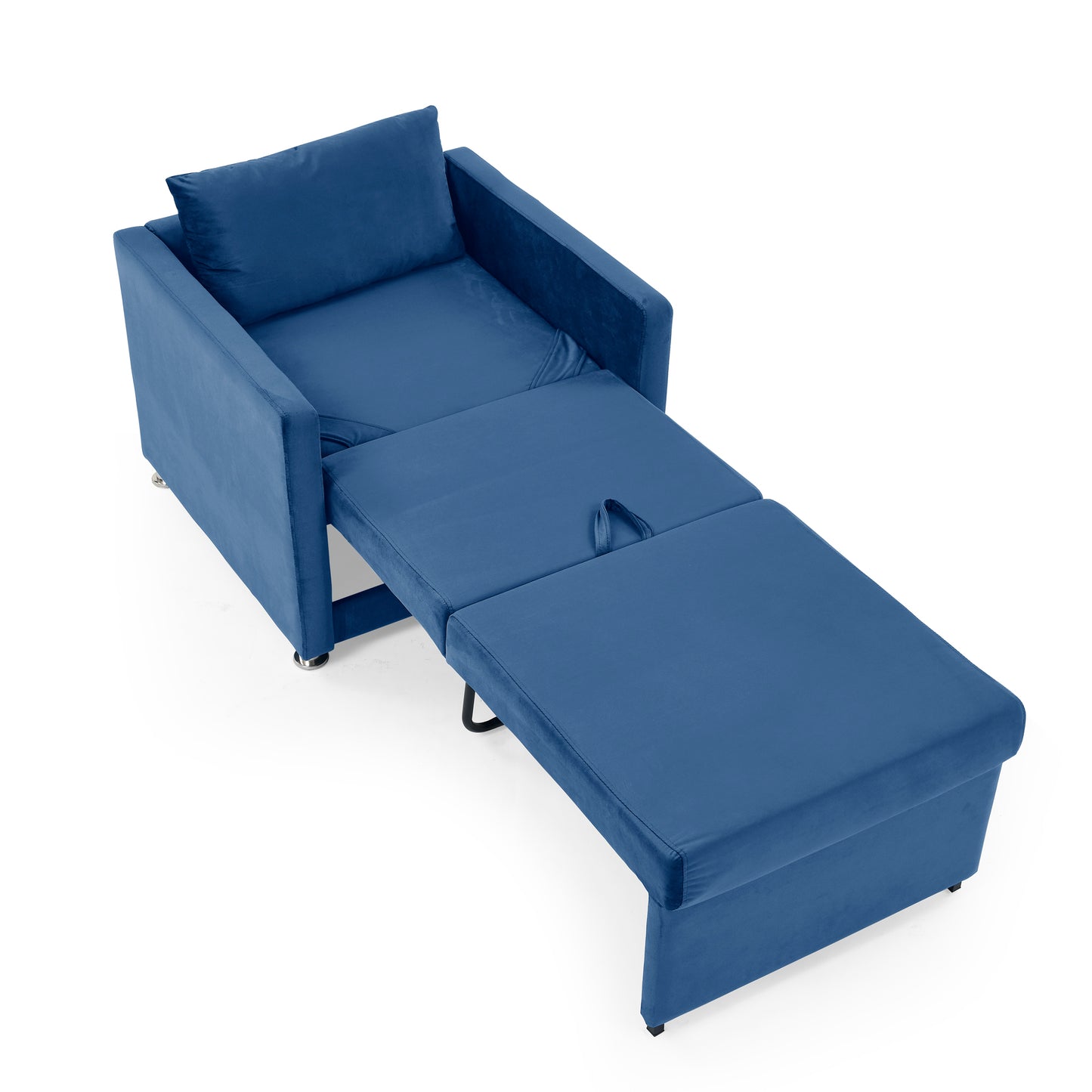 2-in-1 Convertible Sofa Chair Bed Space Saving Lounger Sleeper Chair- Blue_5